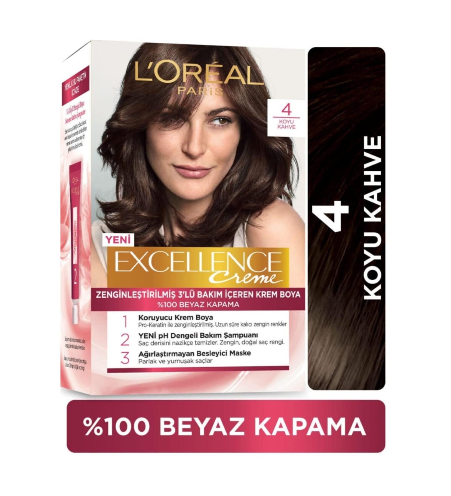 L'Oreal Paris Excellence Cream 4 Dark Brown - Buy Online on GoSupps.com