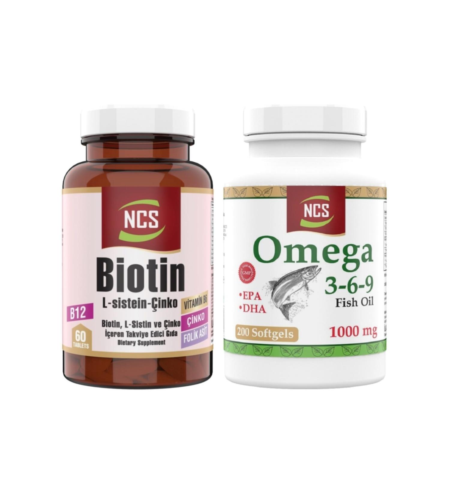 Ncs Omega 3 6 9 Fish Oil 1000 Mg 200 Capsules Biotin 60 Tablets 2 Products in 1