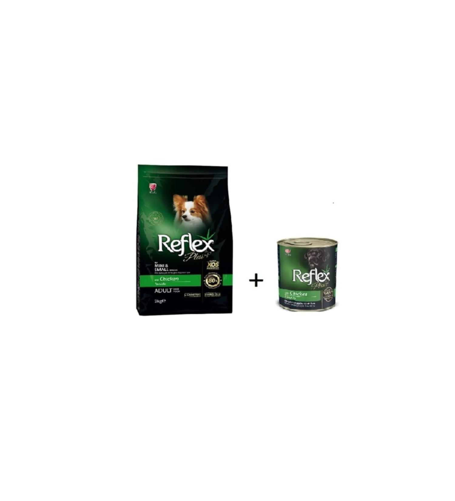 Reflex Plus Mini Breed Chicken Adult Dog Food 3 Kg + canned