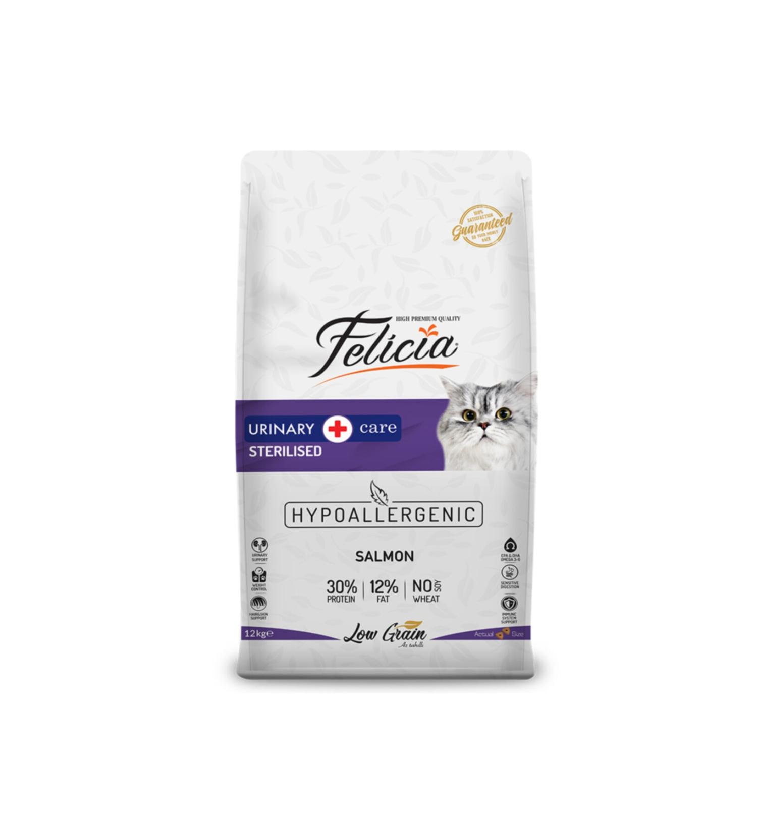 Felicia Low Grain Hypoallergenic Salmon Sterilized Adult Cat Food 2kg.