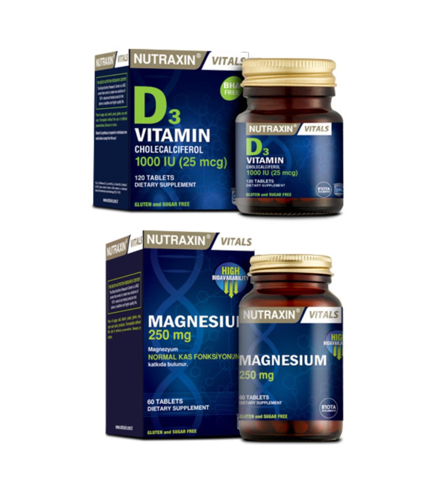 Nutraxin Magnesium Citrate | Magnesium Supplement 60 Tablets + Vitamin D3 120 Tablets - Buy Online on GoSupps.com