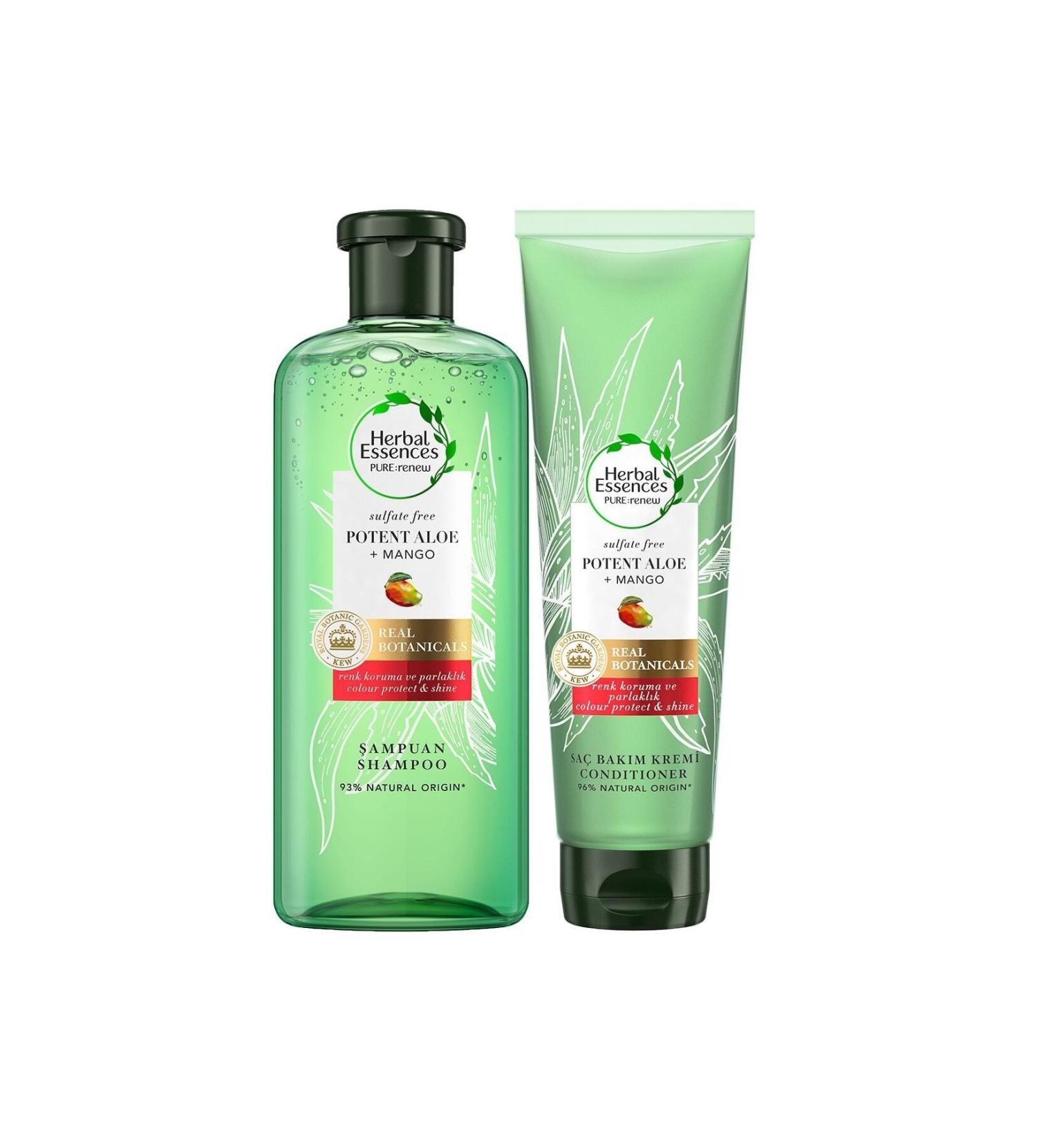 Herbal Essences Sulfate Free Aloe Mango Shampoo 380 Ml + Conditioner 275 Ml Kzmprt