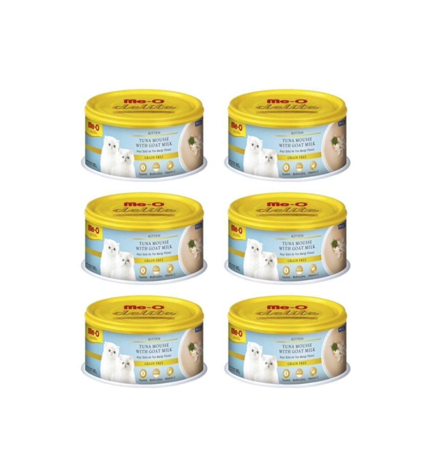 me-o Delite Goat Milk and Tuna Puree Canned Kitten Cat Food 80 Gr X 6 Pieces