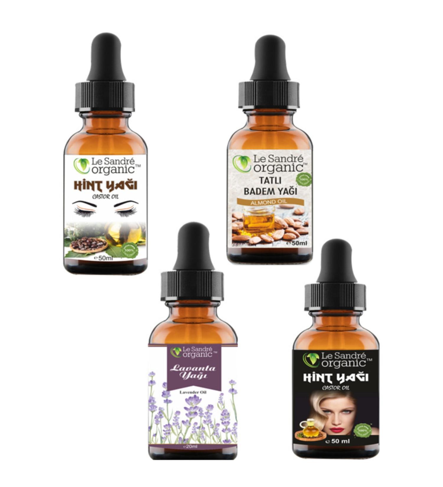 Le'Sandre Organics Lavender Oil & Castor Oil Cold Pressed Eyebrow & Lash Care & Hair Care & Sweet Almond Oil