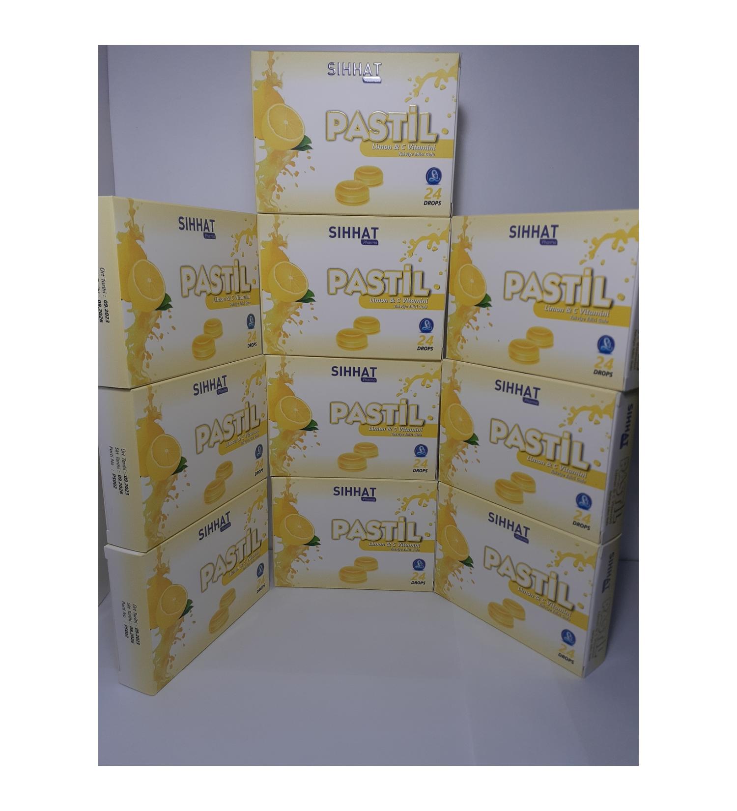 S hhat Pharma Throat Lozenge Lemon & Vitamin C 24 Drops X 10 Pcs