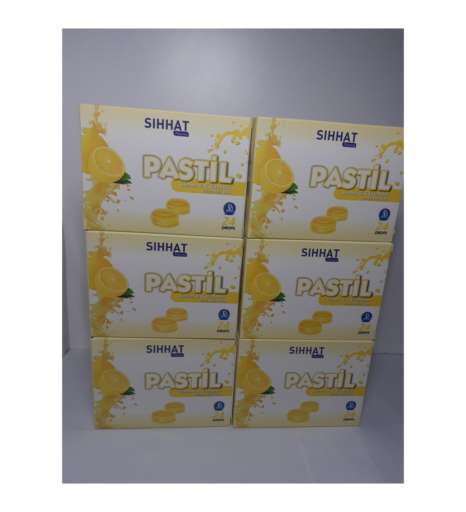 S hhat Pharma Throat Lozenge Lemon & Vitamin C 24 Drops X 6 Pieces