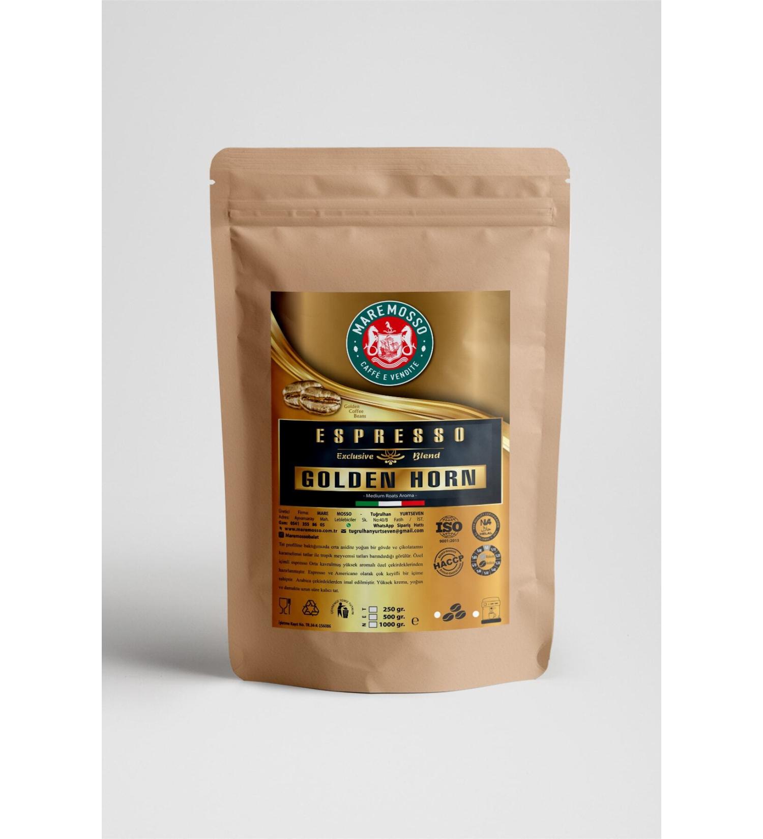 Mare Mosso Caffe Vendite Espresso Golden Horn Blend (BEANS OR GROUND) Coffee 250 Gr.