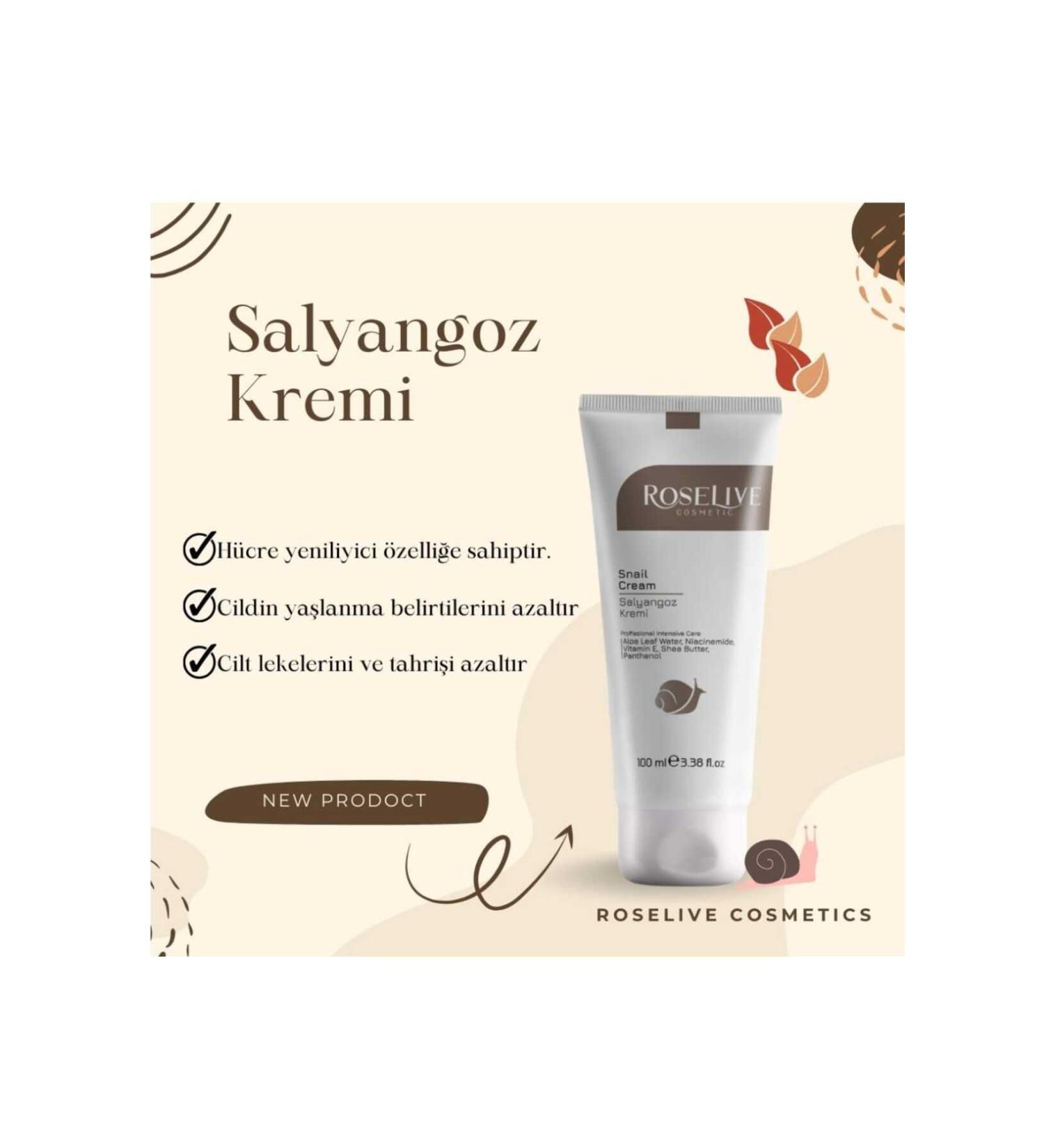 Roselive HMD Natural Snail Cream & Anti-Aging Moisturizing and Repairing Skin Care Cream 100 ML