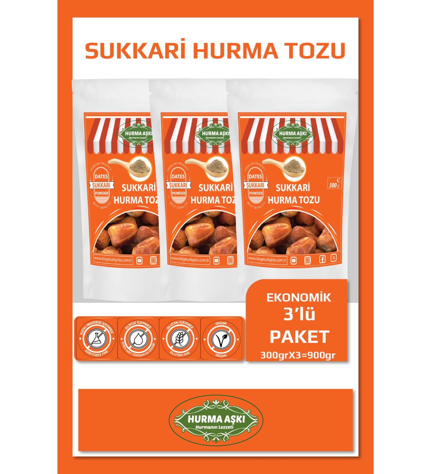 Date Love Date Powder Sukkari 300GrX3 900Gr