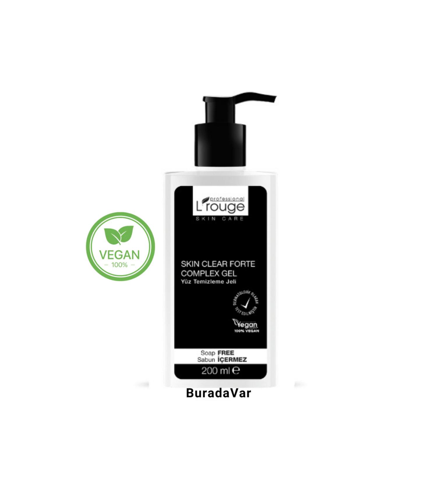 L'ROUGE 0 Herbal Face Cleansing Wash Gel Blackhead and Acne Anti Skin Clear Forte Gel 200 ml