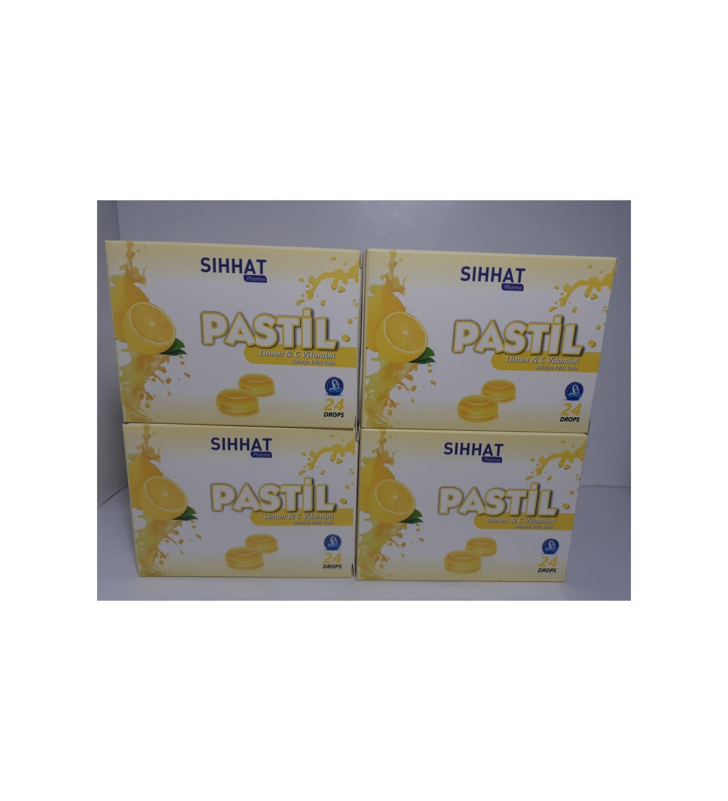 S hhat Pharma Throat Lozenge Lemon & Vitamin C 24 Drops X 4Pcs