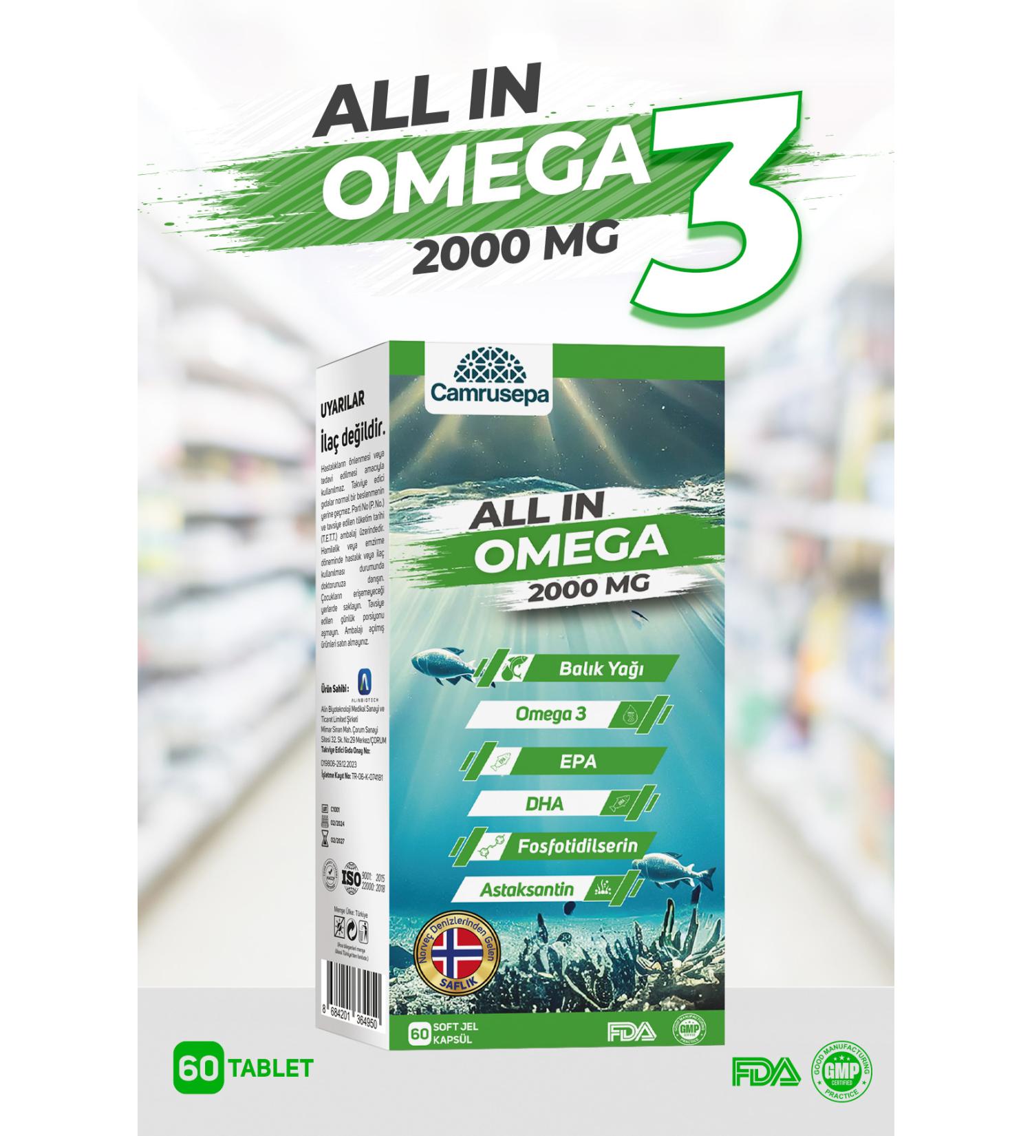 Camrusepa All In Omega 3 2000 MG - Buy Online on GoSupps.com