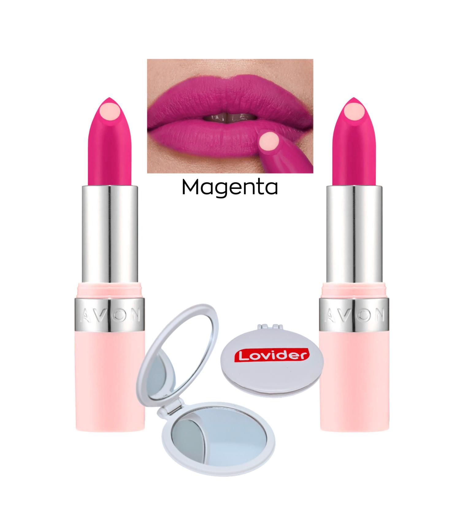 Avon Hydramatic Matte Lipstick Magenta 2-pack + Lovider Pocket Mirror - Buy Online on GoSupps.com