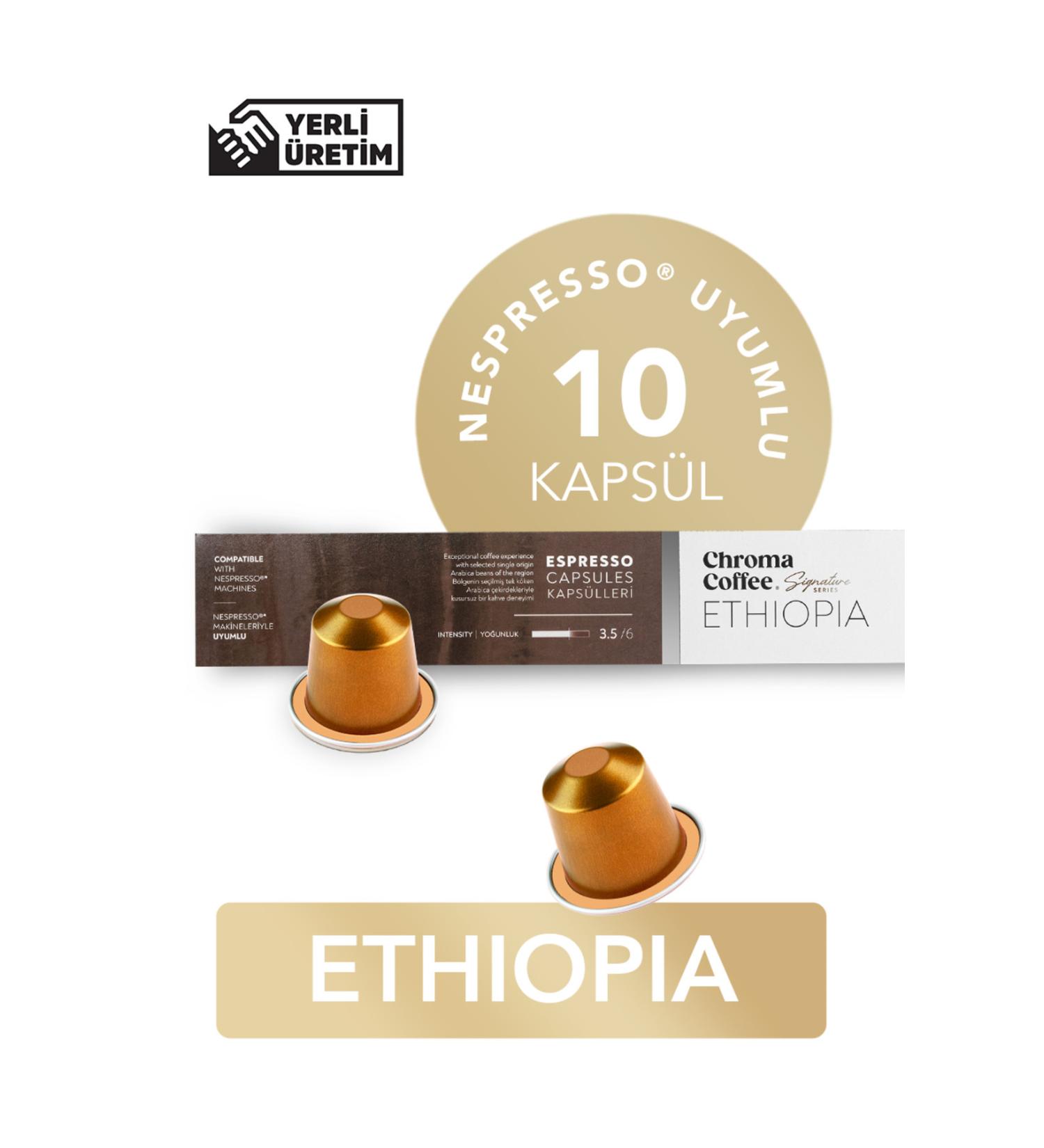 Chroma Coffee Signature Series Ethiopia 10 Pieces Nespresso Compatible Capsule Coffee 0 Arabica Ethiopia
