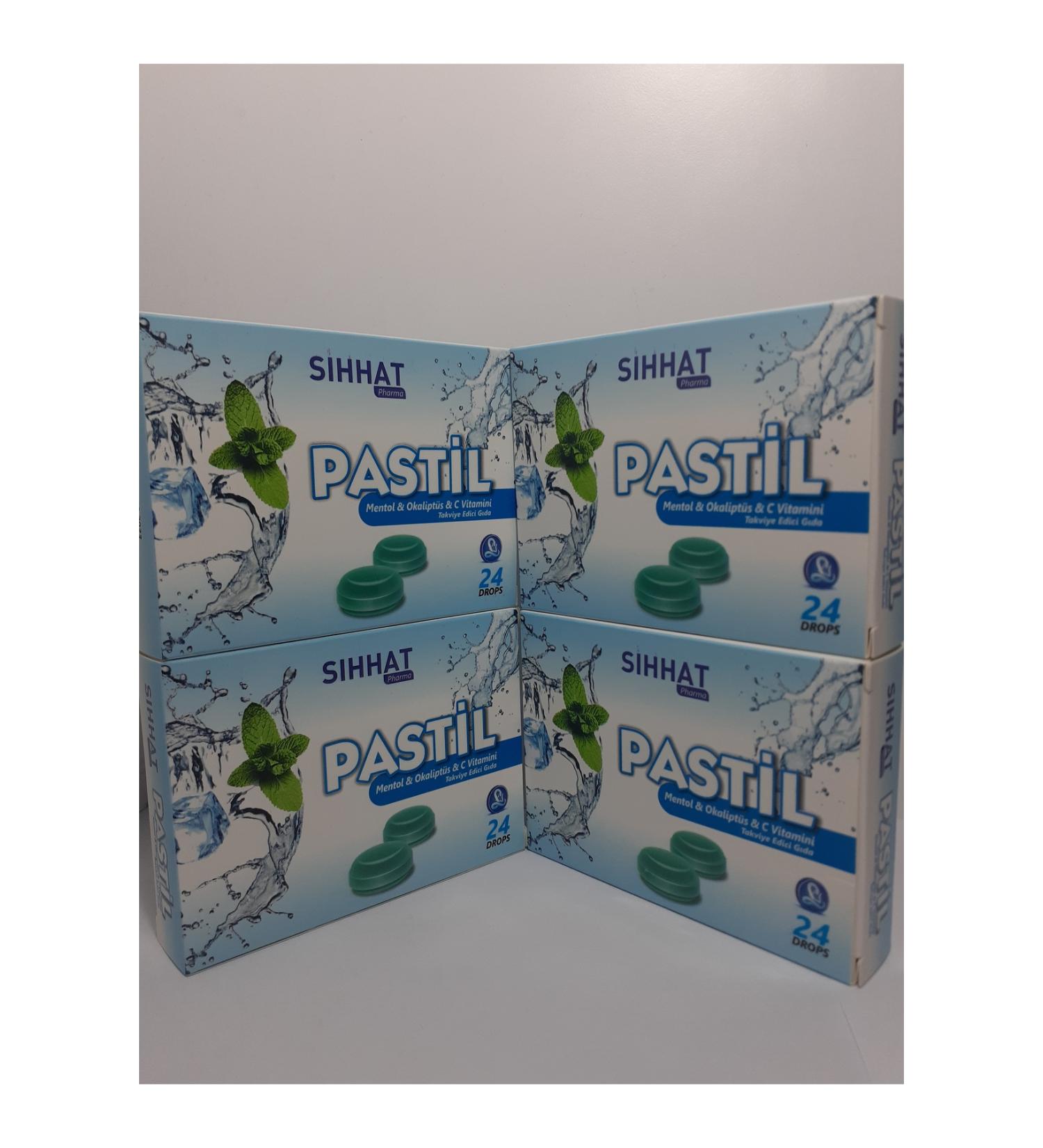 S hhat Pharma Throat Lozenge Menthol & Eucalyptus & Vitamin C 24 Drops X 4 Pieces