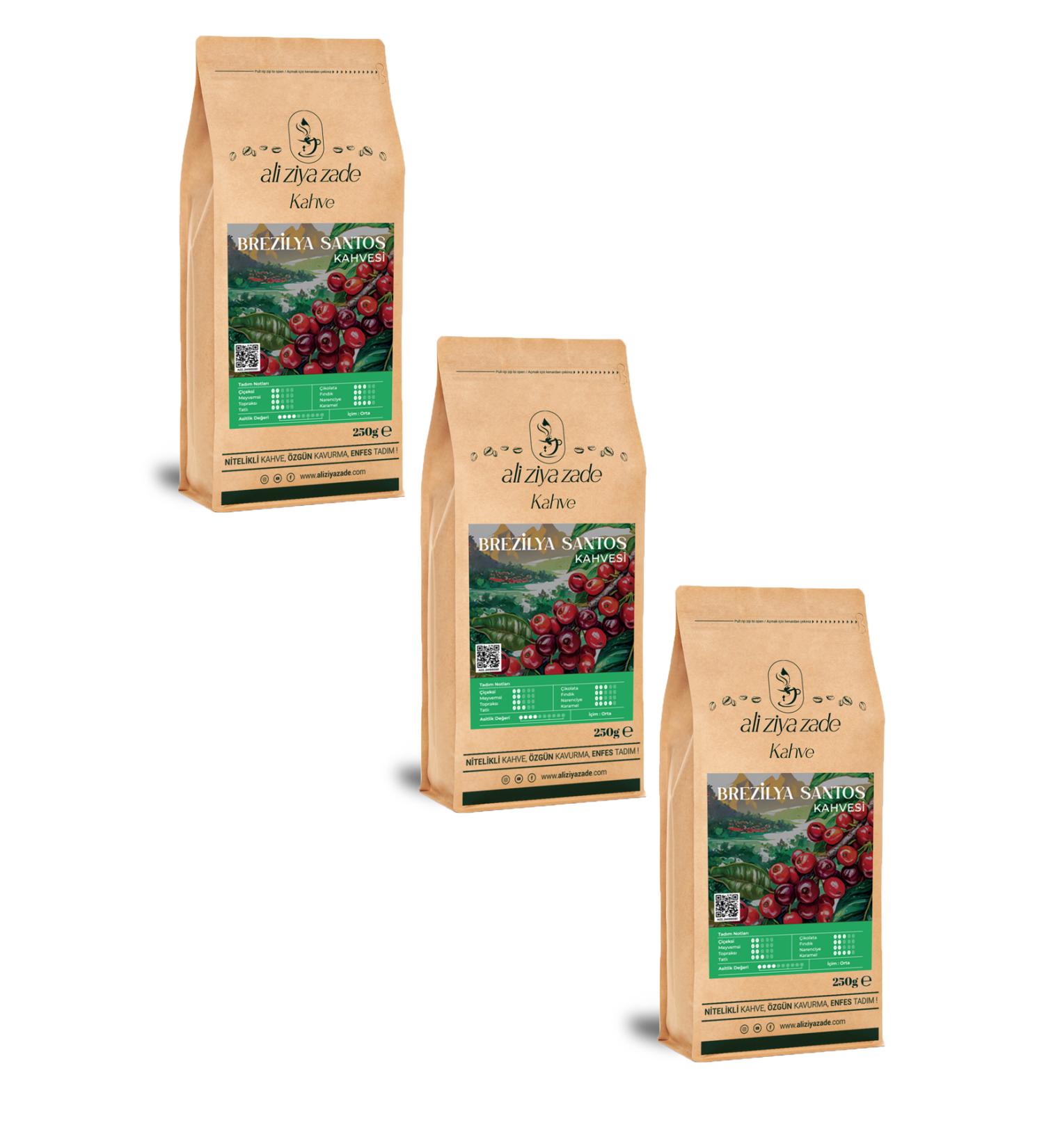 Ali Ziya Zade Brazilian Coffee Santos Triple Advantage Package! 250 gr X 3