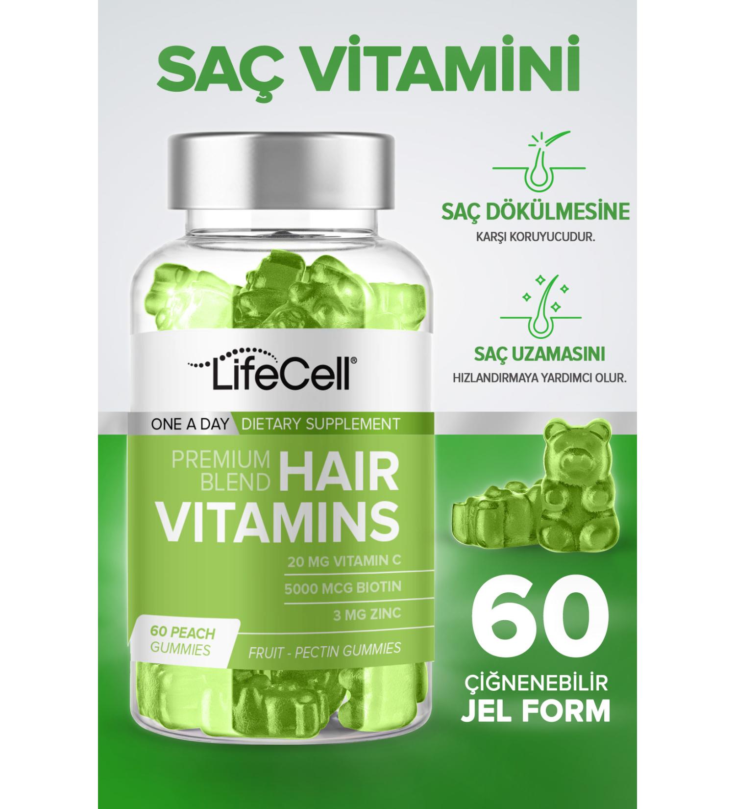 Lifecell Hair Vitamins Vitamin C Biotin Zinc - Hair Vitamin - Food Supplement - Buy Online on GoSupps.com