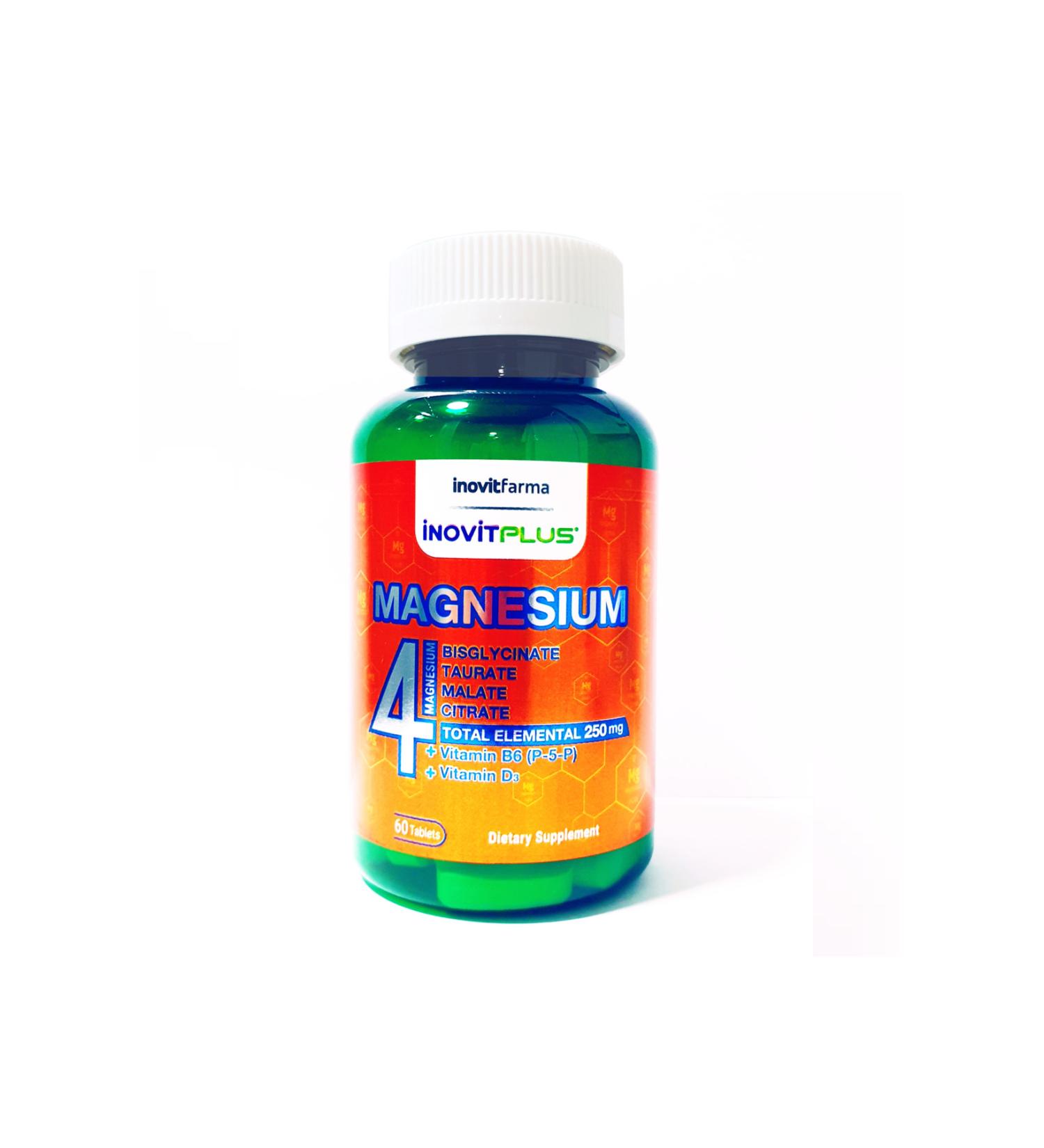 INOVITPLUS Inovitplus Magnesium Elemental 250 Mg (BISGLYCINATE TAURATE MALATE CITRATE) B6(P5P) D3 60 Tb.