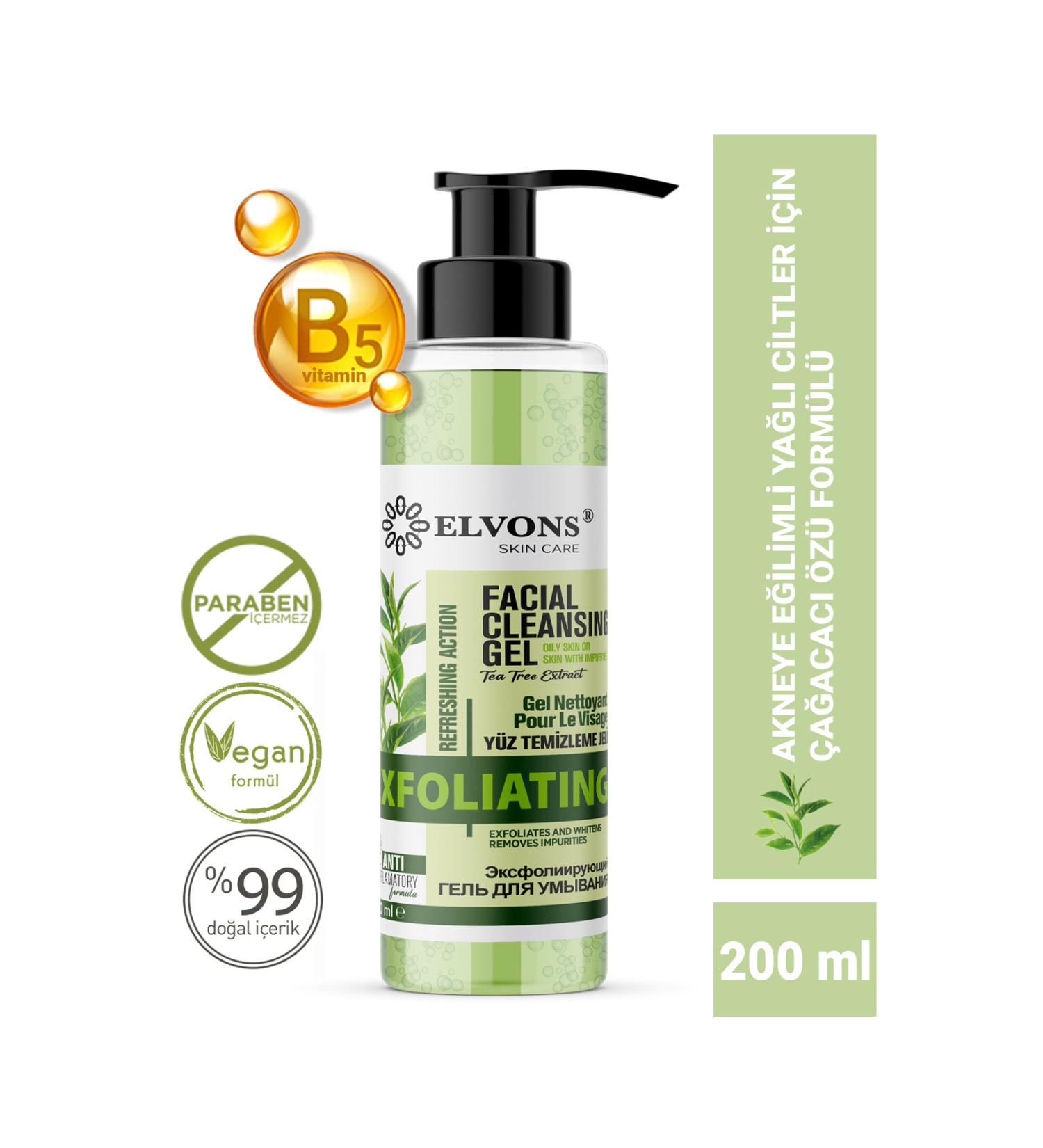 Elvons Tea Tree Extract For Oily And Acne Prone Skin Facial Cleansing Gel Glycolic Acid (200ml) - Buy Online on GoSupps.com