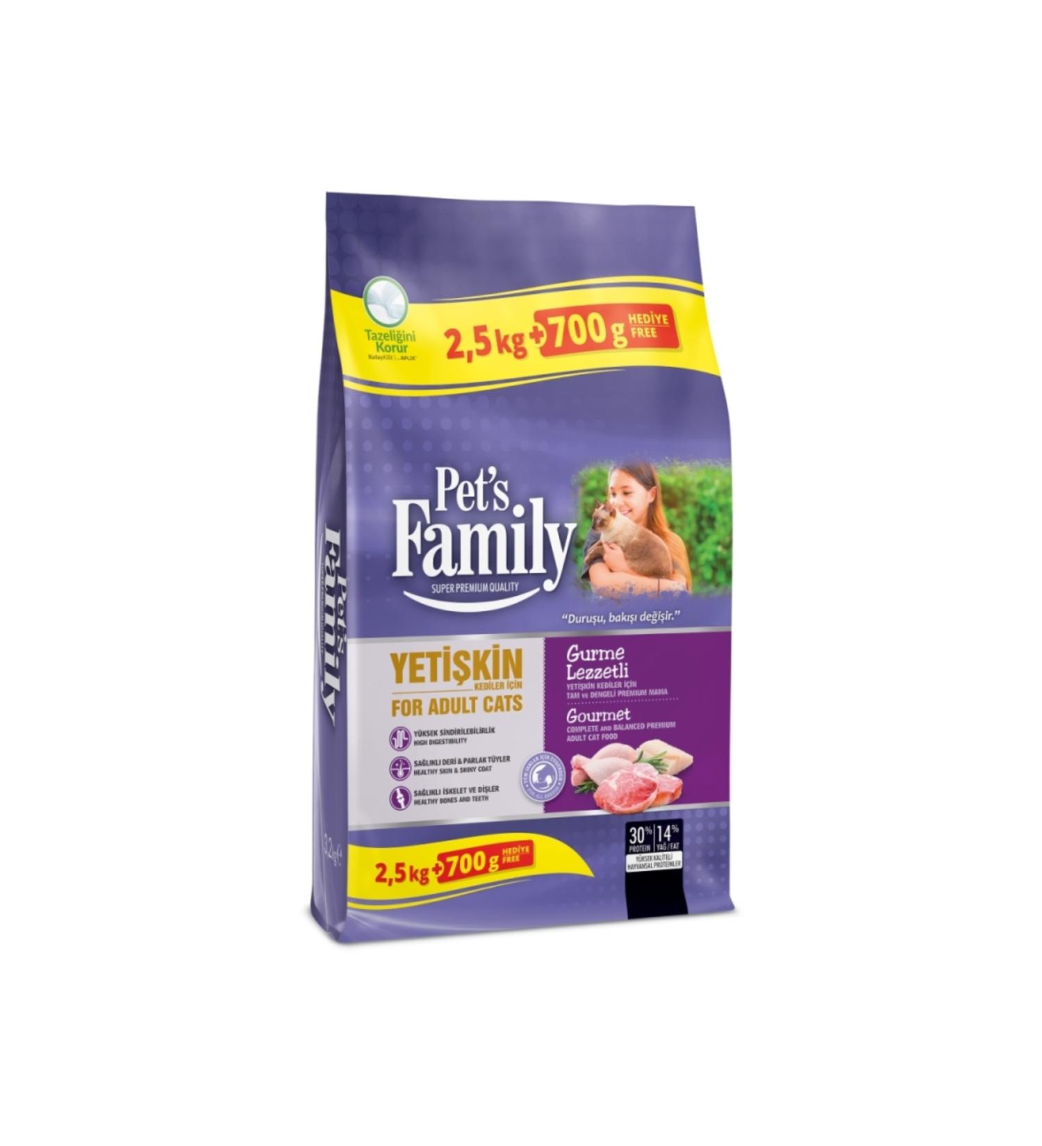 Pets Family Gourmet Adult Cat Food 2500 + 700 Gr.