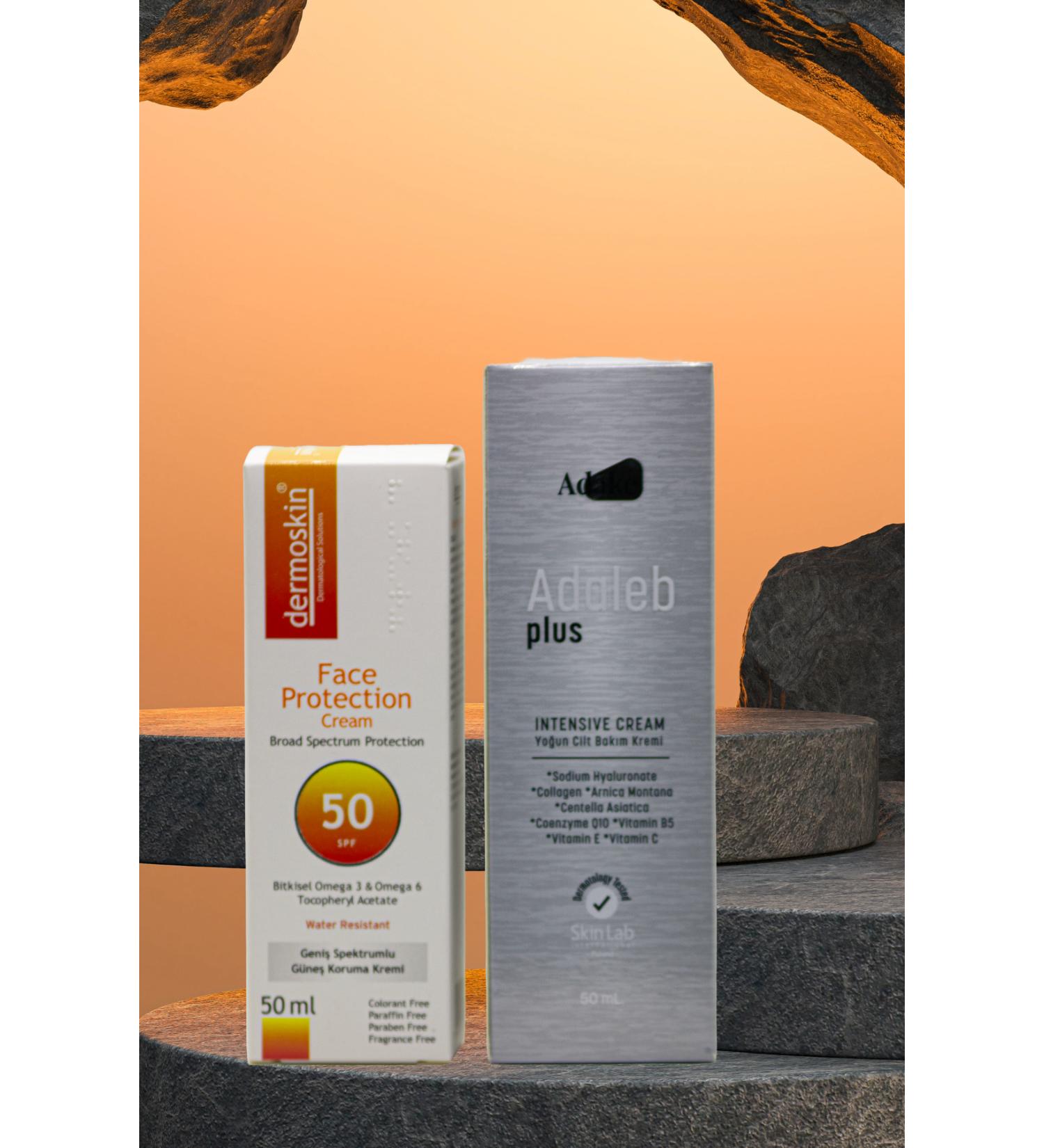 Dermoskin Face Protection 50 SPF 50 ml Adaleb Plus Anti-Blemish and Anti-Acne Intensive Care Cream 50 ml - Buy Online on GoSupps.com