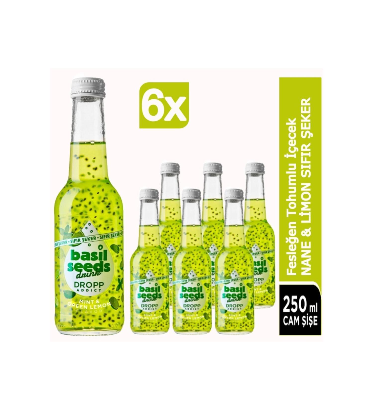 BASIL SEEDS DRINK BASIL SEEDS Basil Seed Drink Mint & Lemon Zero Sugar 6X250ml