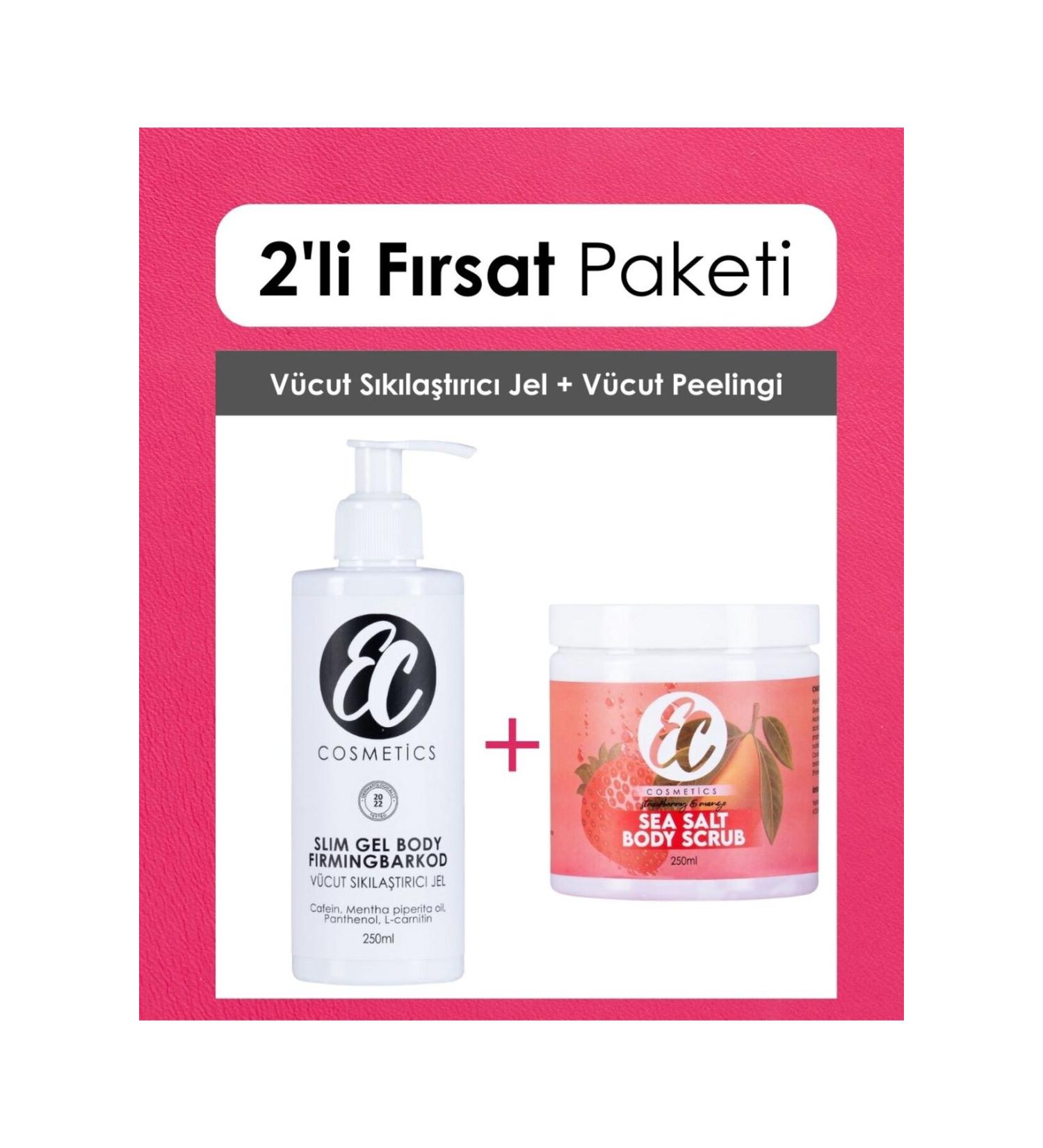 EC Cosmetics Body Scrub Anti-Blemish and Ingrown Body Peeling | Anti-Cellulite Body Firming Gel Set of 2