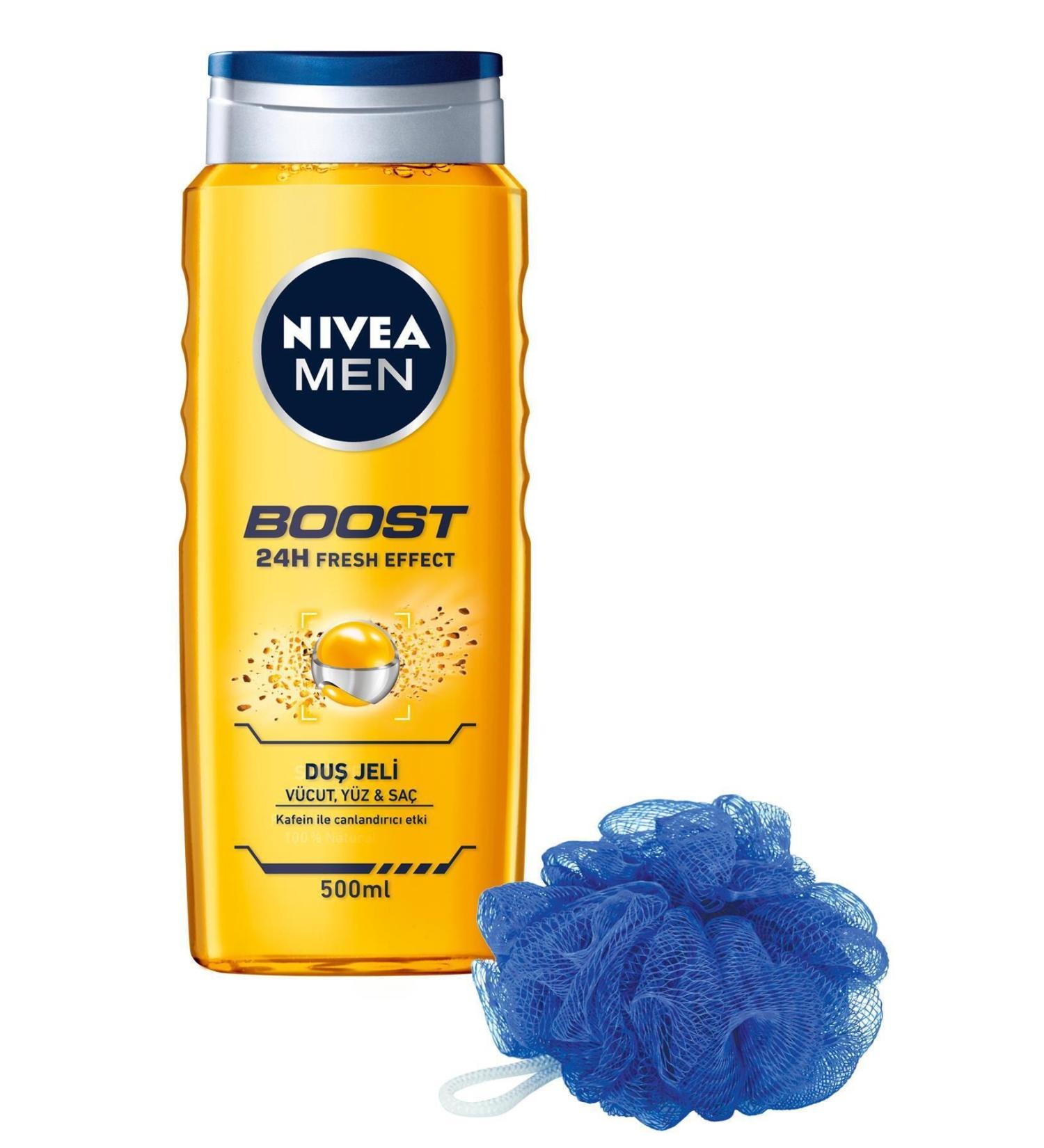 NIVEA Men Boost Shower Gel 500 Ml + Fiber