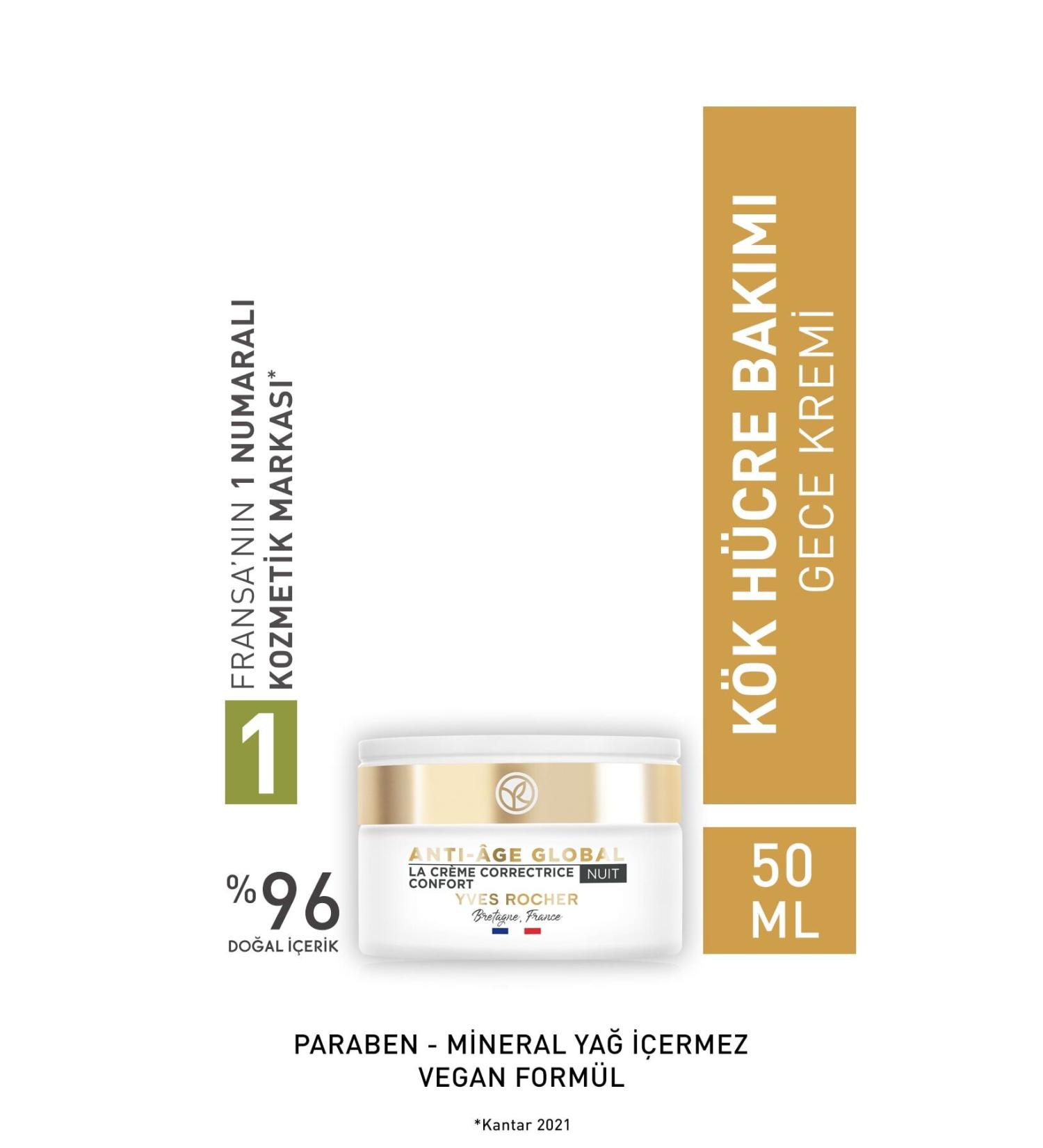 Yves Rocher ANTI-AGE GLOBAL REJUVENATING RENEWING NIGHT CREAM-50ML KEYON1234 - Buy Online on GoSupps.com