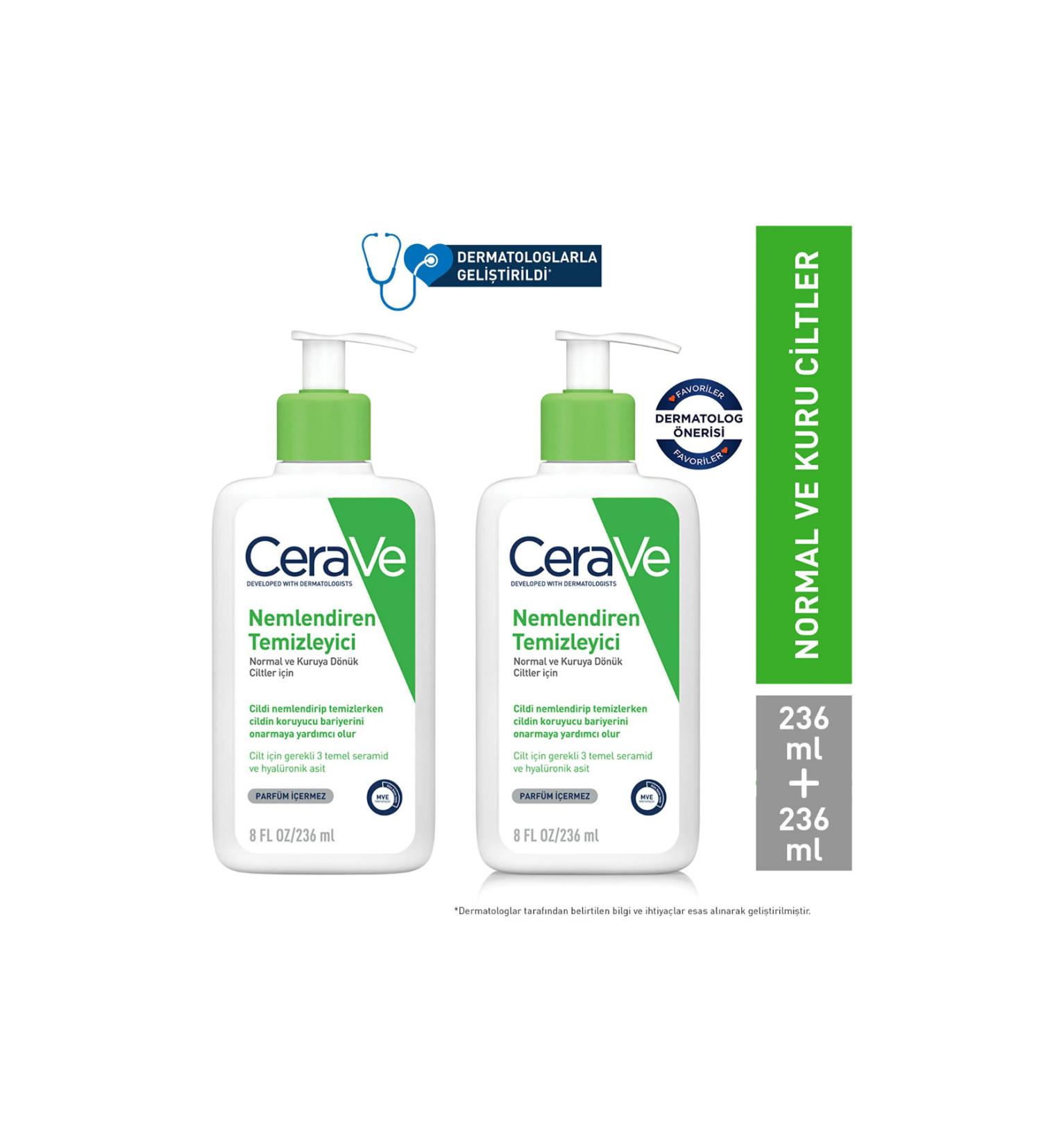 CeraVe Moisturizing Cleanser 236 ml + 236 ml Advantage Pack of 2 - Buy Online on GoSupps.com