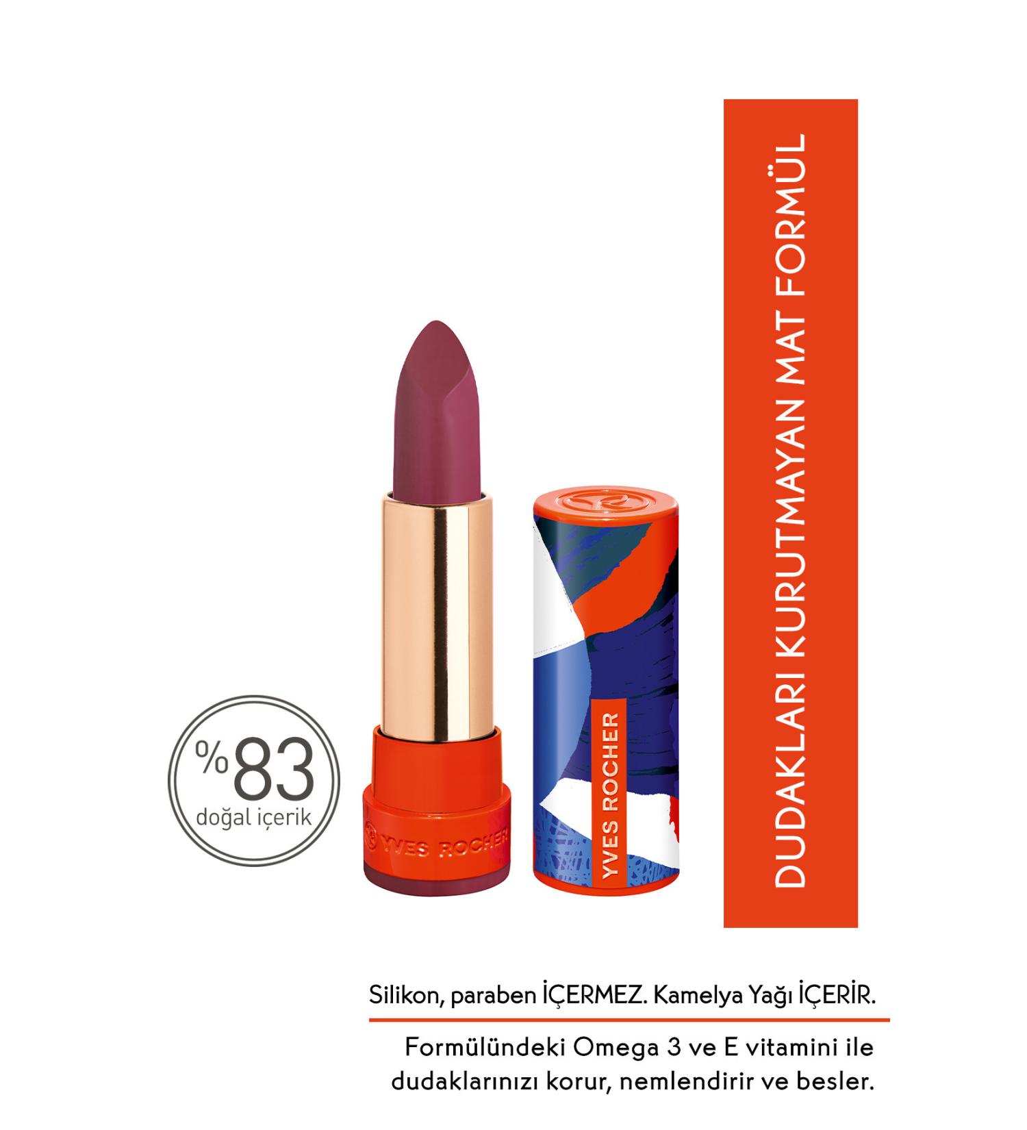 Yves Rocher 8 HOUR EFFECTIVE INTENSE COLOR MATTE LIPSTICK-08. SOUR CHERRY-3.8G- KEYON1095