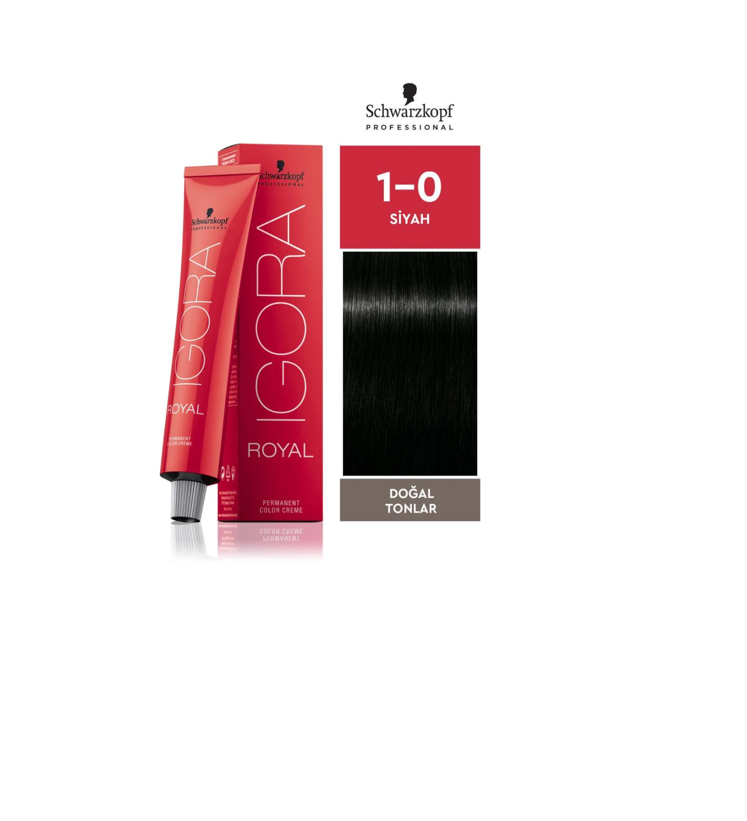 Schwarzkopf professional Igora Royal Natural Tones 1-0 Black 60 ml - Buy Online on GoSupps.com