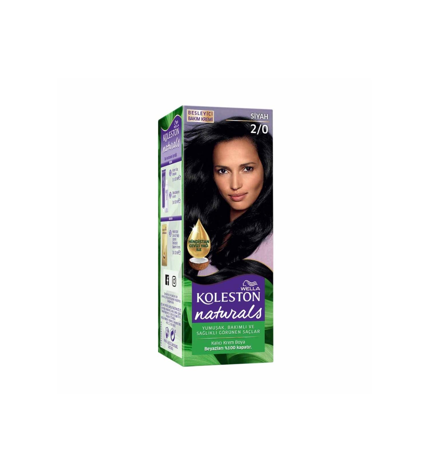 Wella Koleston Naturals Hair Dye 2/0 Black - Buy Online on GoSupps.com