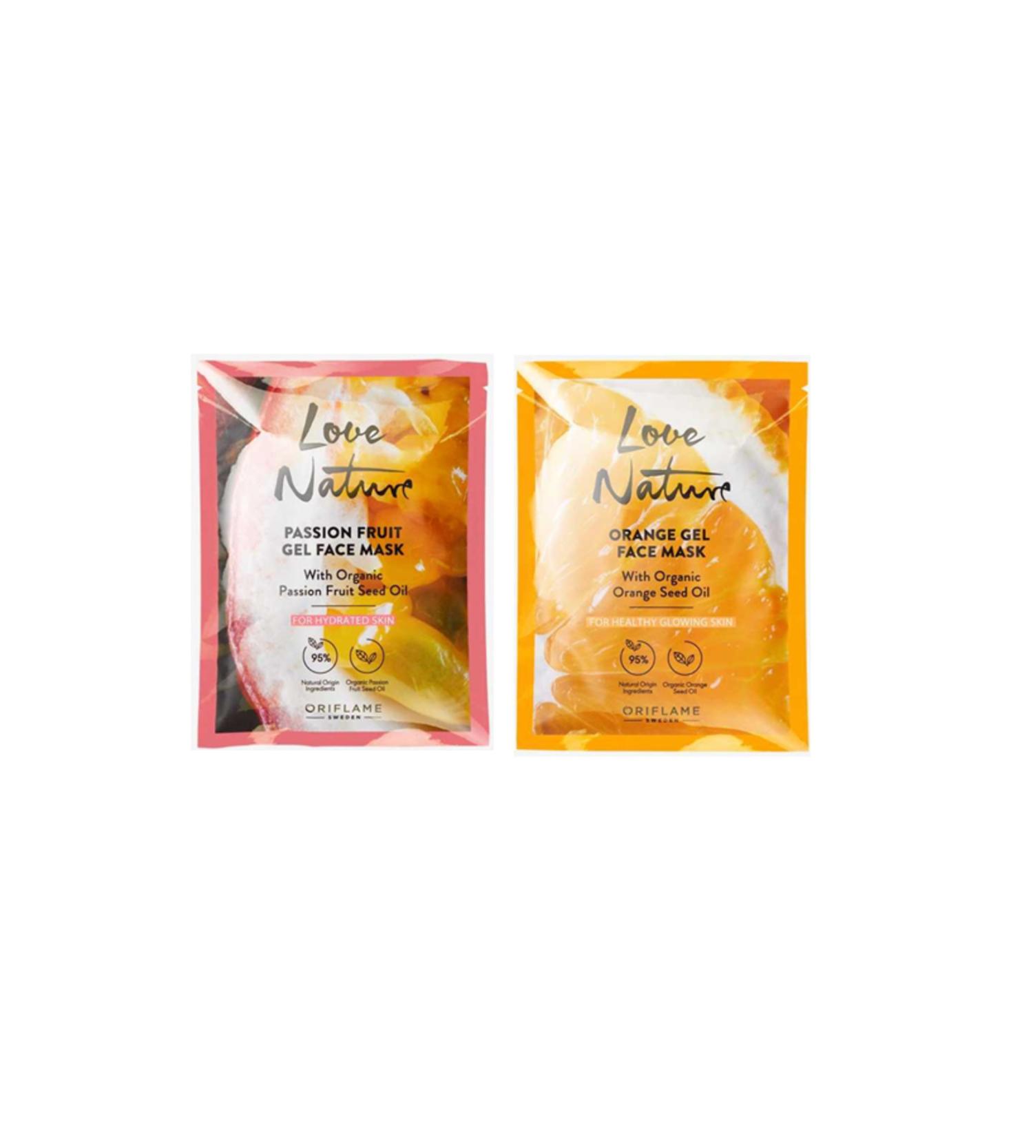 Oriflame Love Nature 2 Pack Gel Face Mask with Organic Orange Seed and Passion Fruit Oil - Buy Online on GoSupps.com