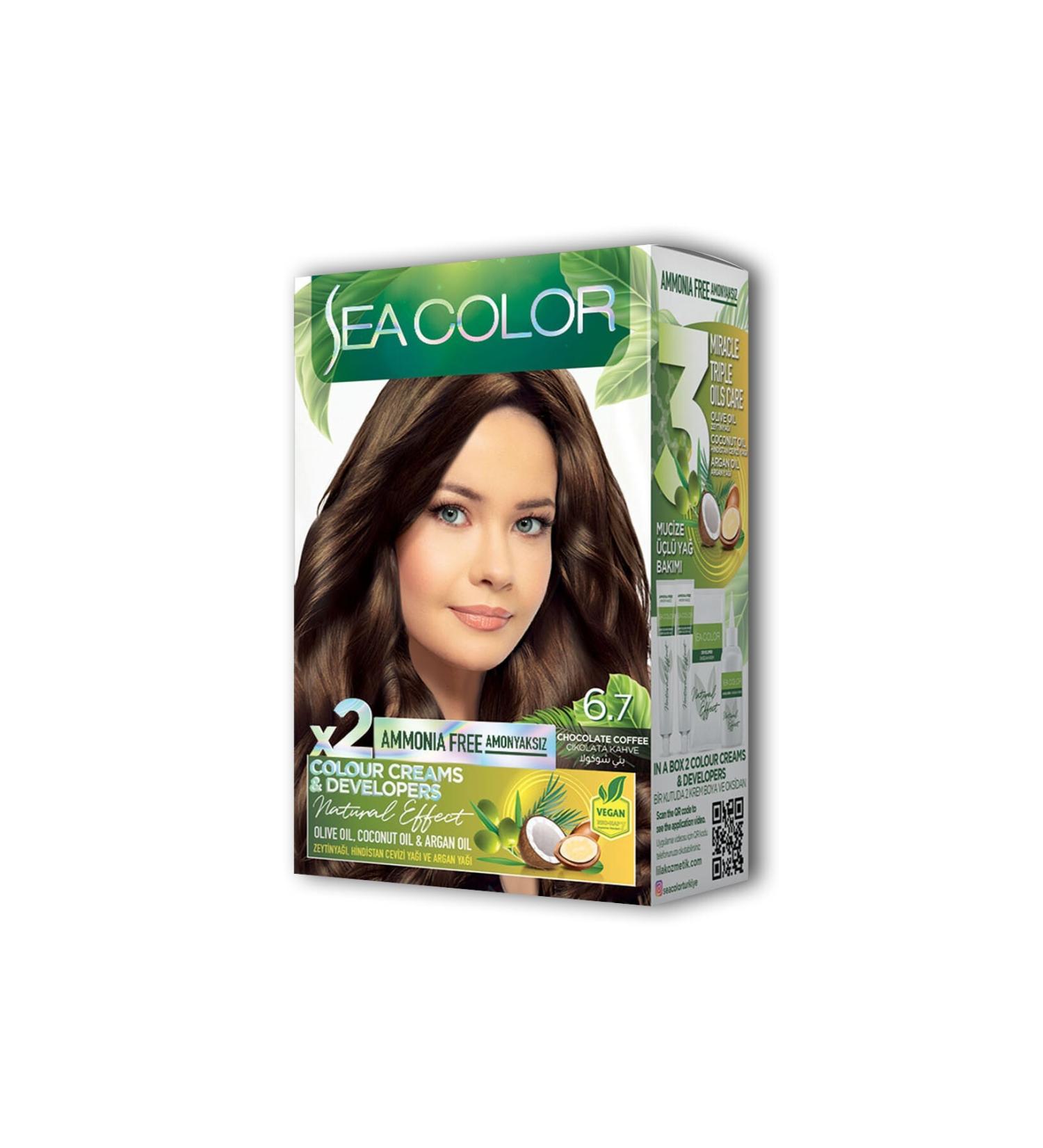 2 Tube Cream Hair Dye Set Chocolate Brown No:6.7