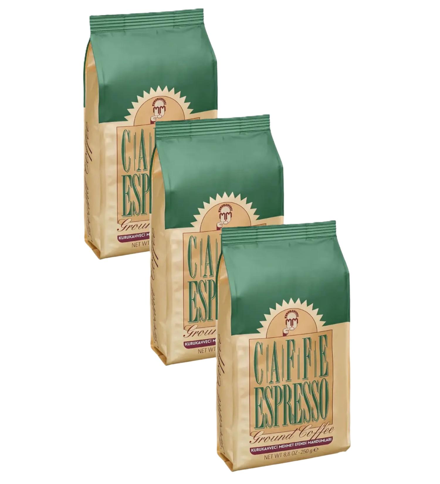 Mehmet Efendi Kurukahveci Mehmet Efendi Caffe Espresso Coffee Ground Foil Packaging 250 Gr X 3 Pieces - Buy Online on GoSupps.com