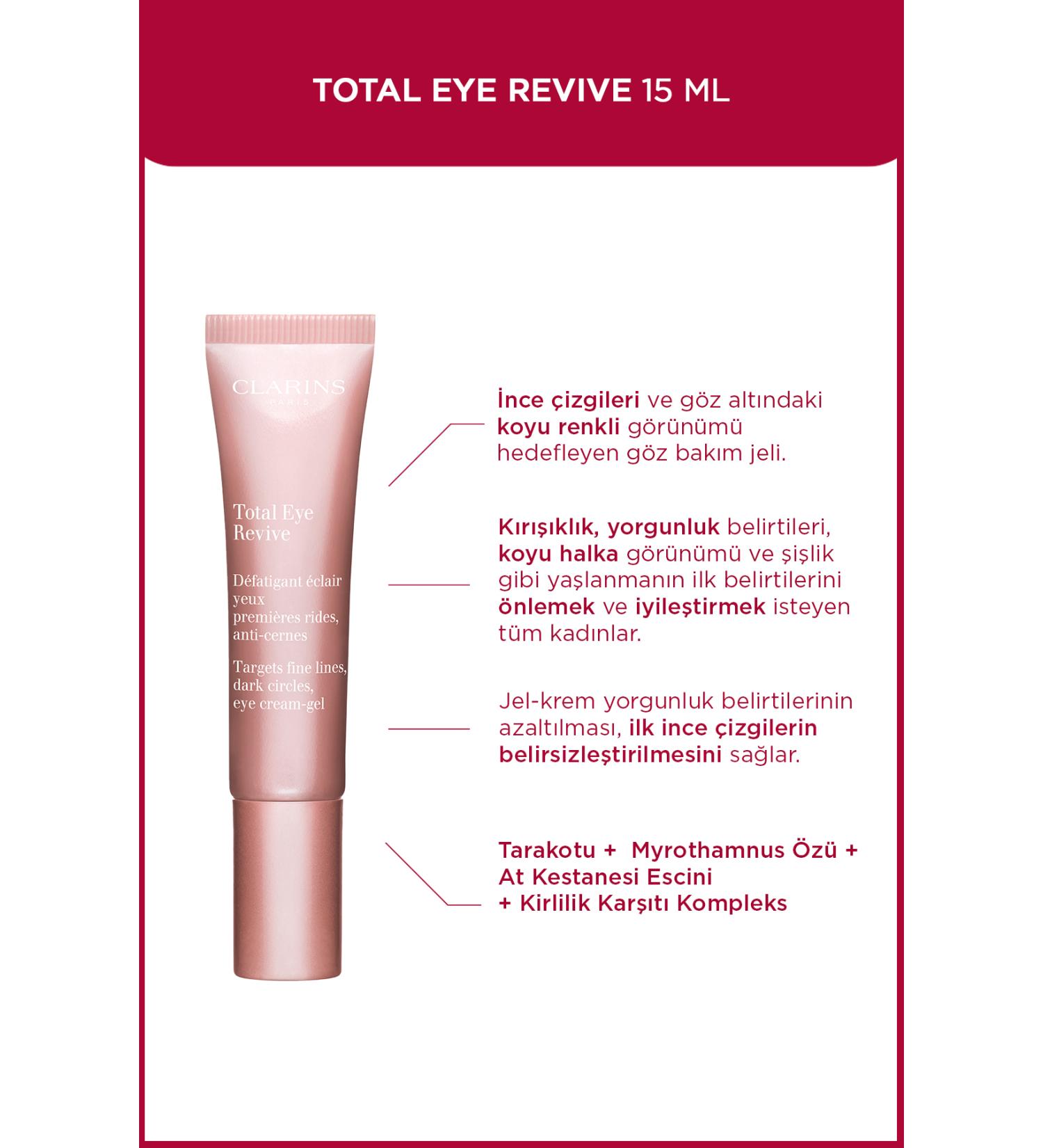 Clarins Total Eye Revive 15 Ml - Eye Care Gel Targeting Lines and Circles