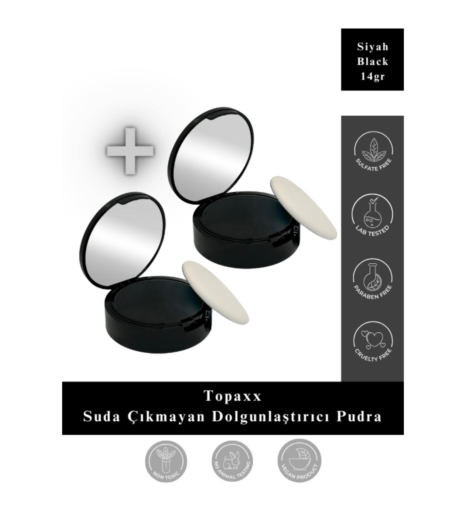 Topaxx 2 PCS Black 14gr Water-Resistant Hair Beard Plumper Baldness Concealer Powder - Buy Online on GoSupps.com