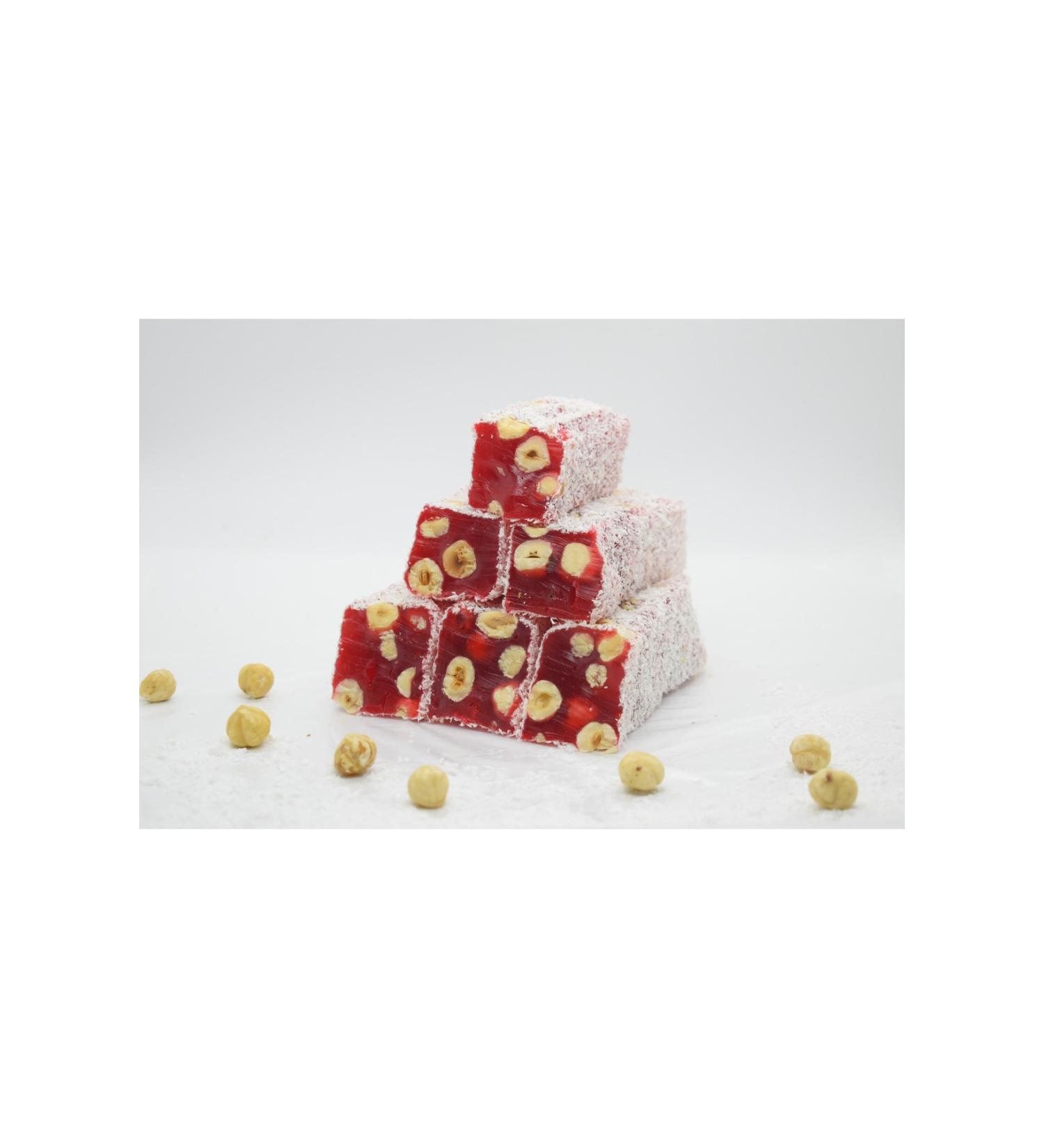 Turkish Delight with Coconut Cherry Flavored Hazelnut Wick Turkish Delight 1 Kg