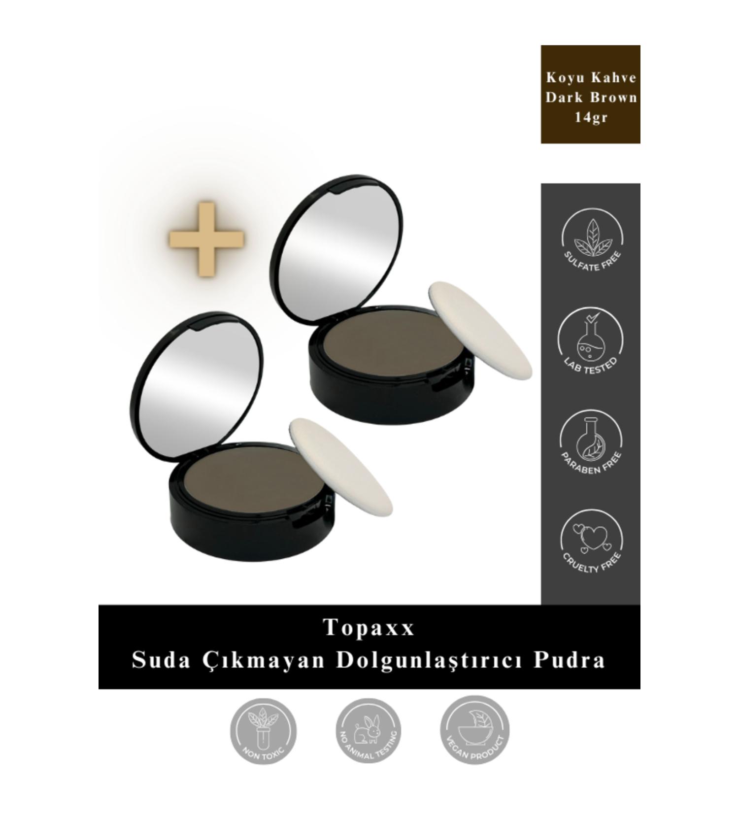 Topaxx 2 PCS Dark Brown 14gr Water-Resistant Hair Beard Plumper Baldness Concealer Powder - Buy Online on GoSupps.com