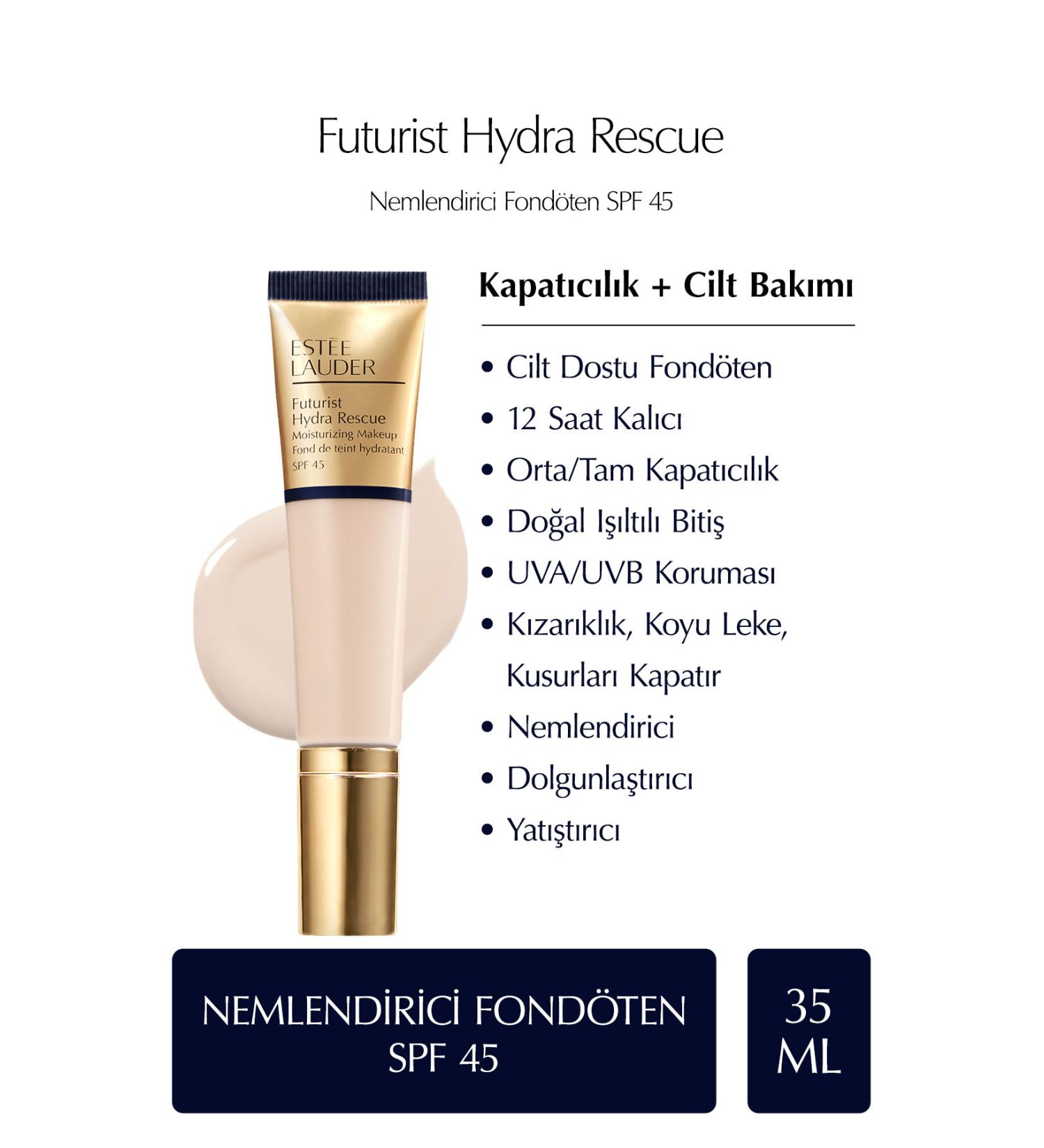 Estee Lauder FUTURIST HYDRA RESCUE SPF 45 MOISTURIZING FOUNDATION 35ML - COLOUR:1N2 ECRU KEYON1374