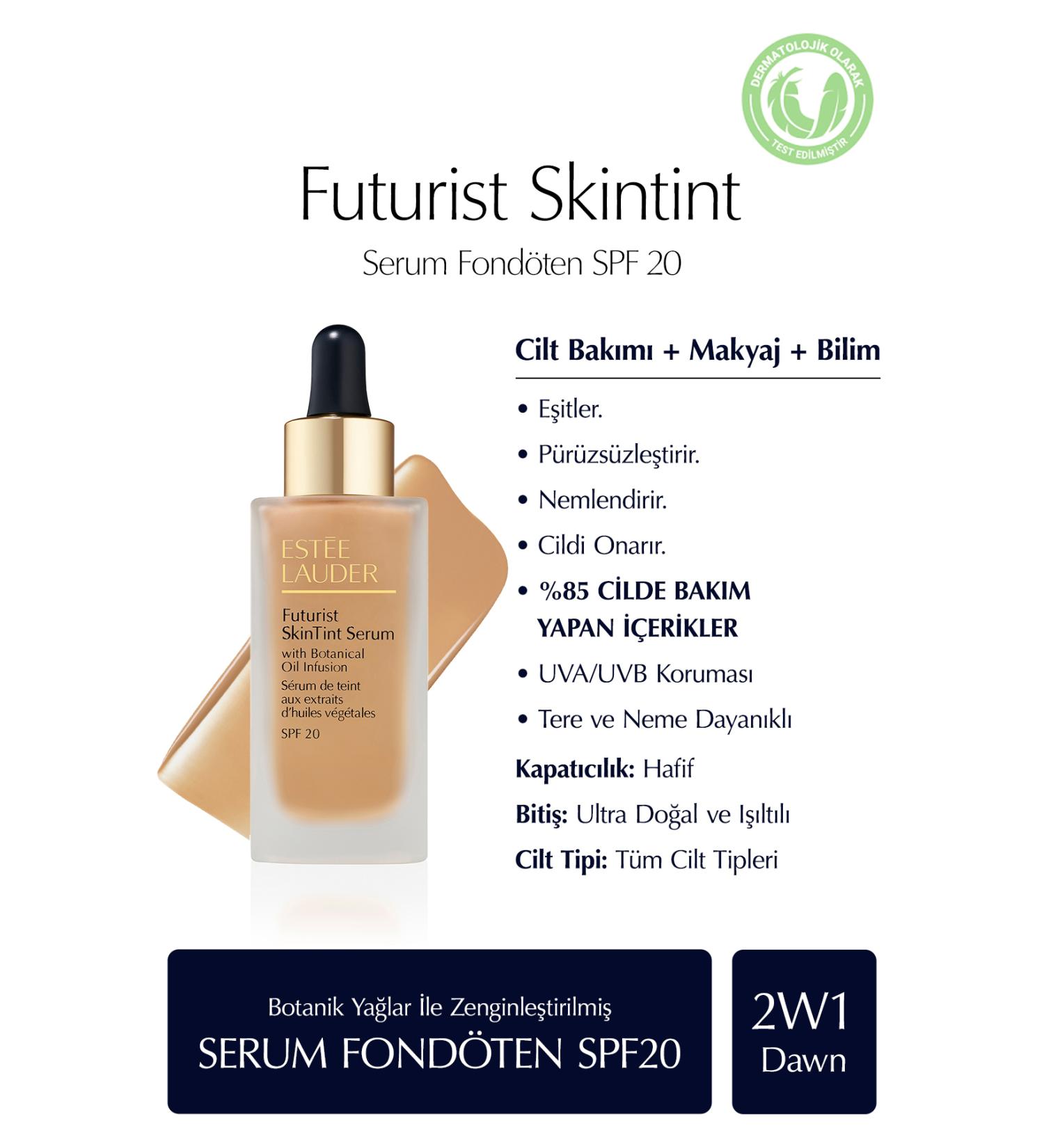 Estee Lauder FUTURIST SKINTINT MOISTURIZING SERUM FOUNDATION 30ML - SPF20 COLOR: 2W1 DAWN KEYON1364