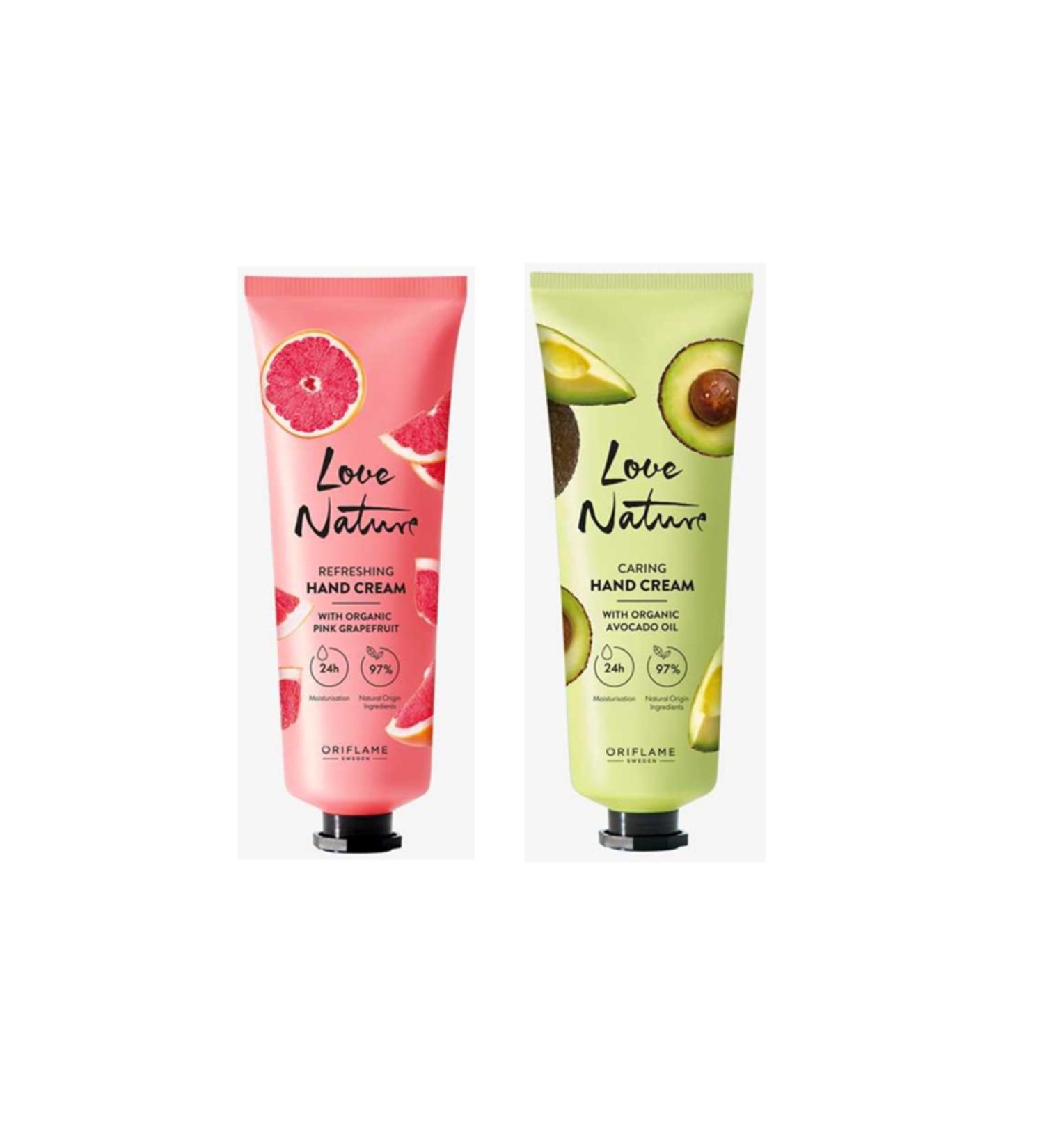 Oriflame Love Nature Revitalizing and Nourishing Hand Cream with Organic Pink Grapefruit and Avocado Oil 2 PCS - Buy Online on GoSupps.com