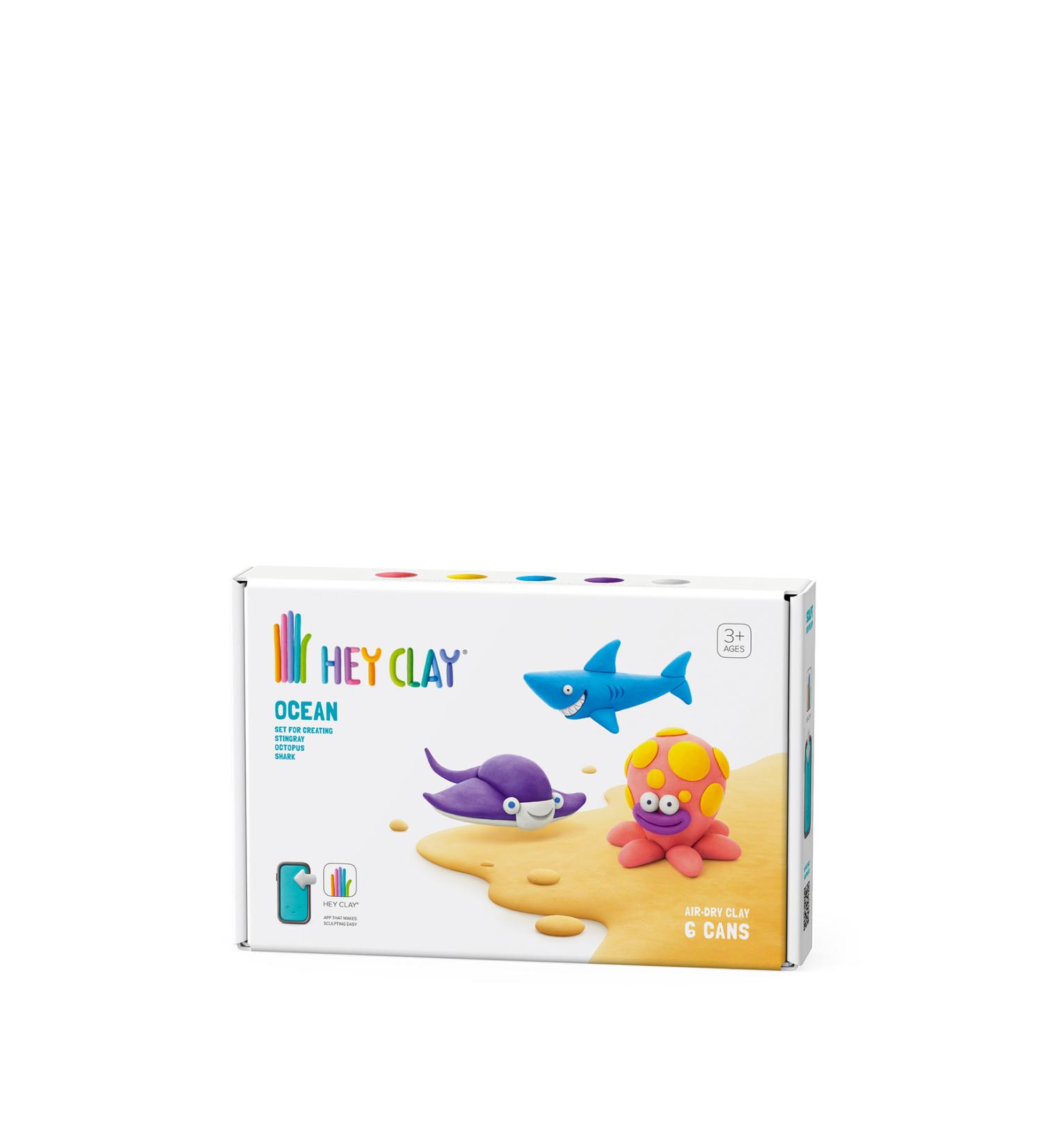Hey Clay Ocean Shark Octopus and Ray 6-Pack Air Dry Clay