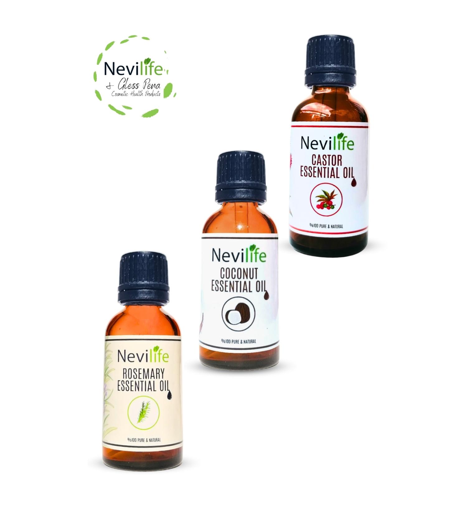 nevilife 3-Pack Care Oils Rosemary Oil 20 ml Coconut Oil 20 ml Castor Oil 20 ml - Buy Online on GoSupps.com