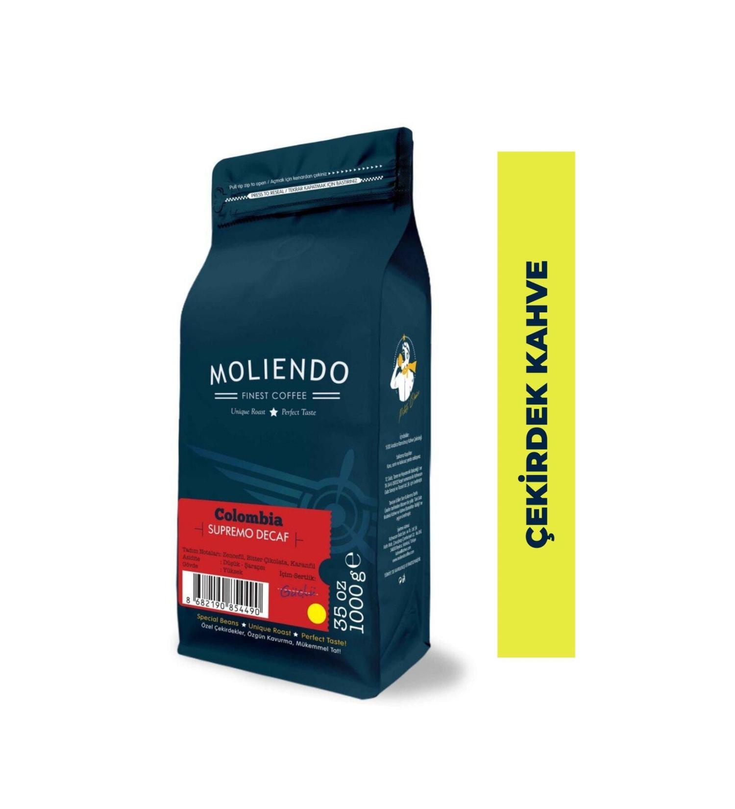 Moliendo Colombia Supremo Decaf (DECAFENE-FREE) Local Coffee (COFFEE BEANS) 1000 G - Buy Online on GoSupps.com