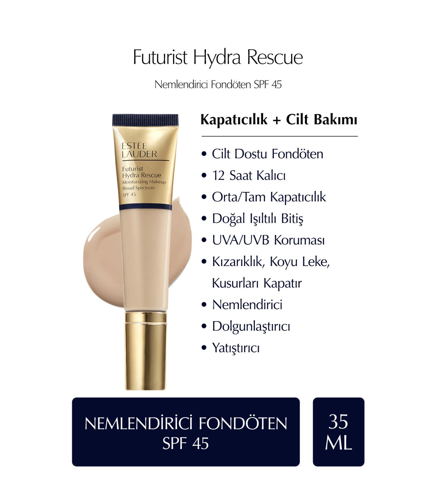 Estee Lauder FUTURIST HYDRA RESCUE SPF 45 MOISTURIZING FOUNDATION 35ML - COLOR: 2N2 BUFF KEYON1467