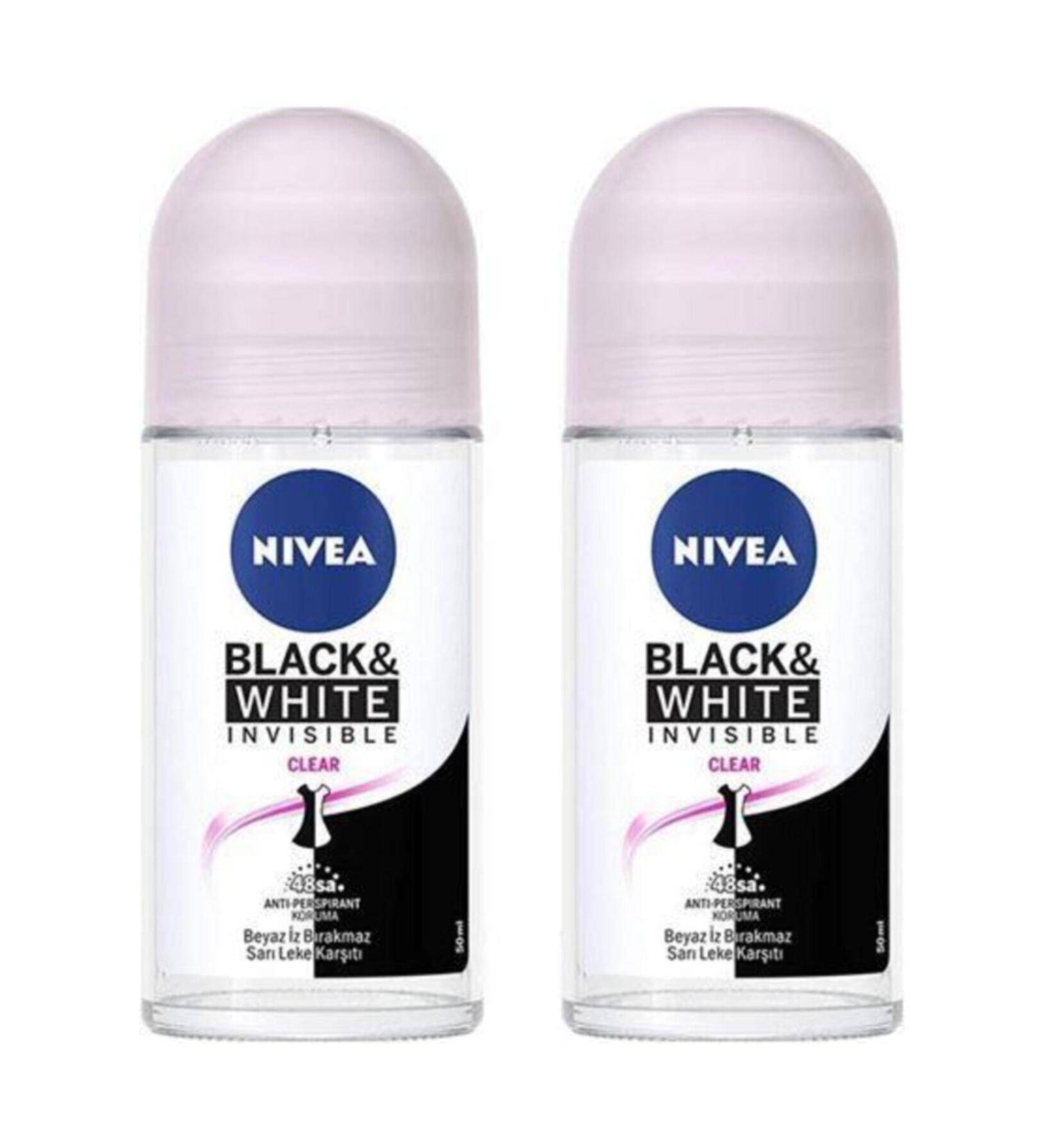 NIVEA Invisible For Black & White Clear 50 ml 2 Adet Roll-on