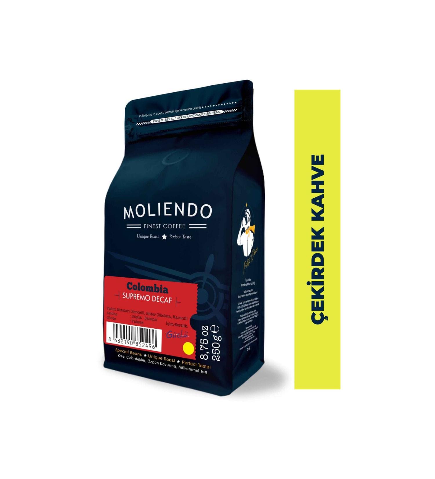 Moliendo Colombia Supremo Decaf (DECAFENE-FREE) Local Coffee (COFFEE BEANS) 250 G - Buy Online on GoSupps.com
