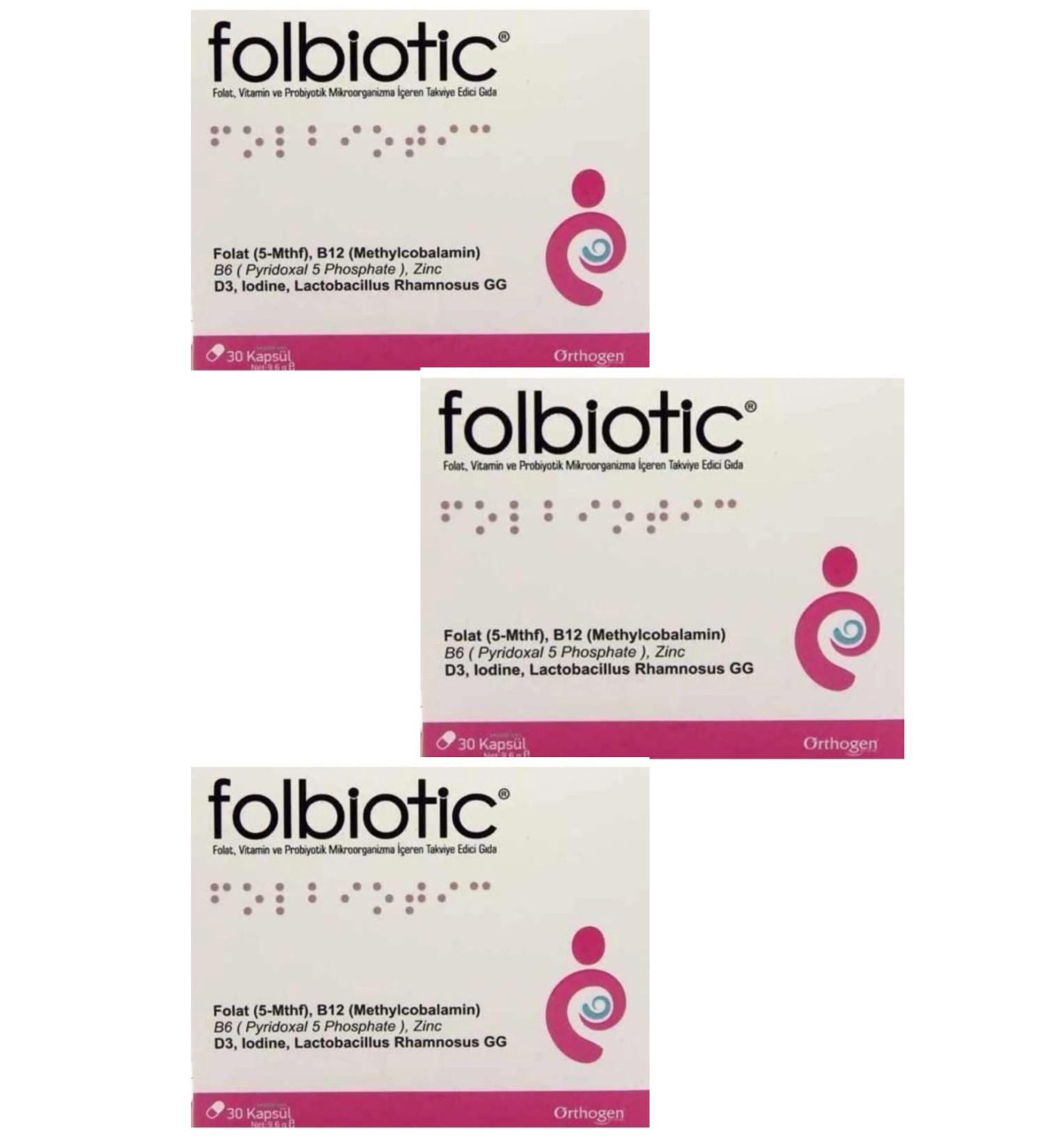 Orthogen Folbiotic Folic Acid 30 Capsules x3